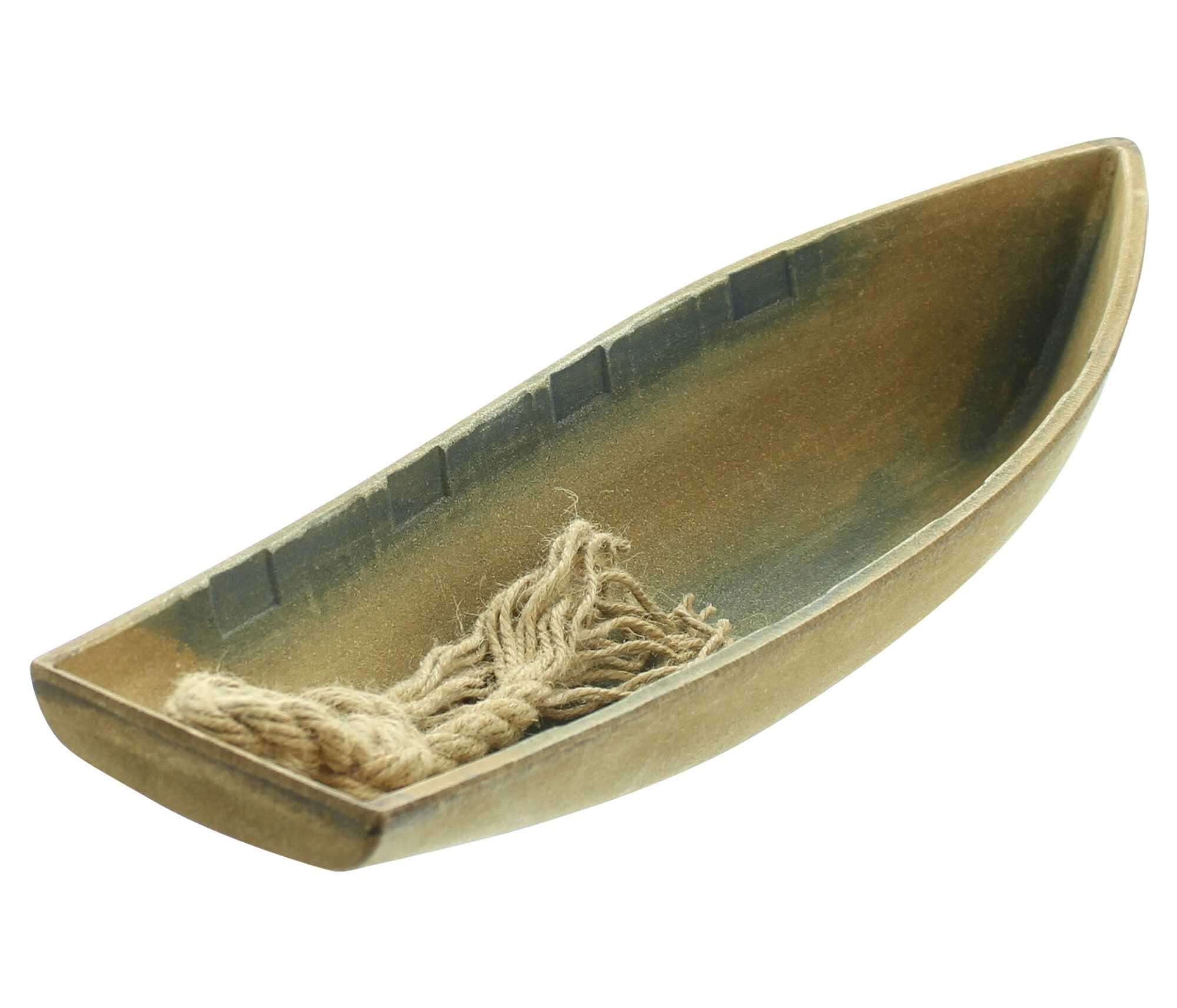Dekoleidenschaft Dekofigur "Boot" MDF, Holzoptik im Shabby Look, 42 cm, Ruderboot, Fischerboot, Deko Figur maritim