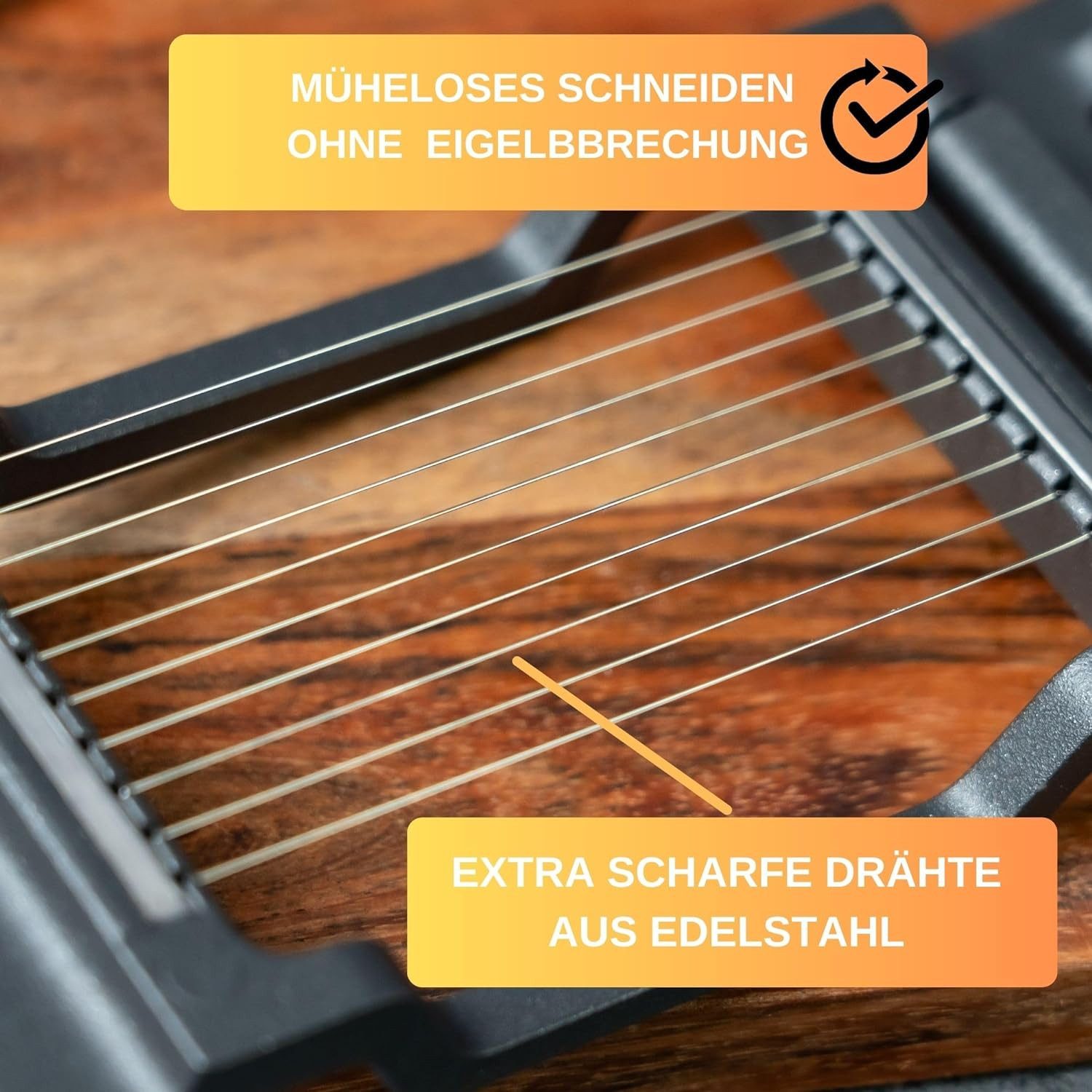 Thiru Eierschneider Eierteiler - Mehrzweck mit Edelstahl Schneiddrähten für Eiergröße S-L, Edelstahl Schneiddrähte, Eiergröße S-L, Rezept E-Book, Made in Germany
