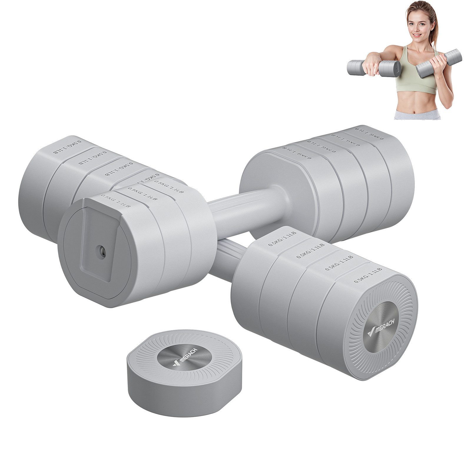 Hantel 4 in 1 Hanteln Set Verstellbar, Fitness Hanteln für Zuhause