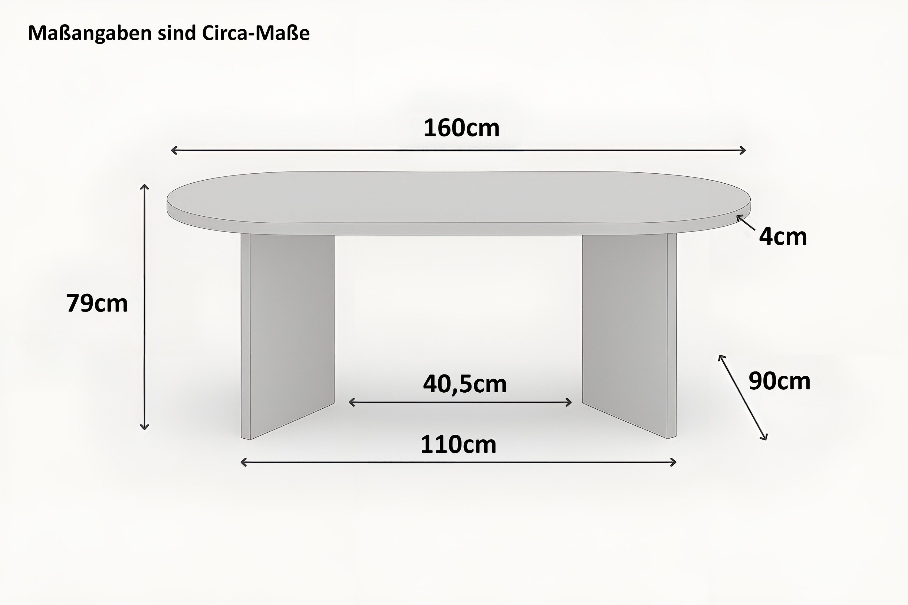SAM® Esstisch Ova, ovale Tischplatte, V-Form, verschiedene Holz-Optiken