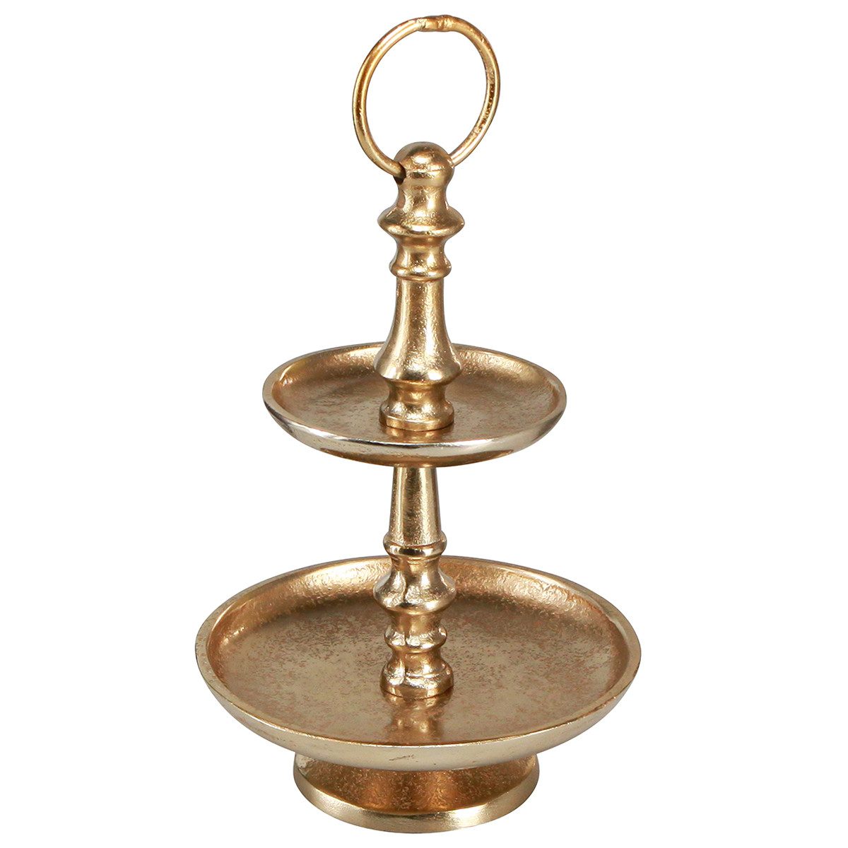 Posiwio Dekotablett Mini Etagere Metall 2-stöckig, dekorativ in Gold matt für