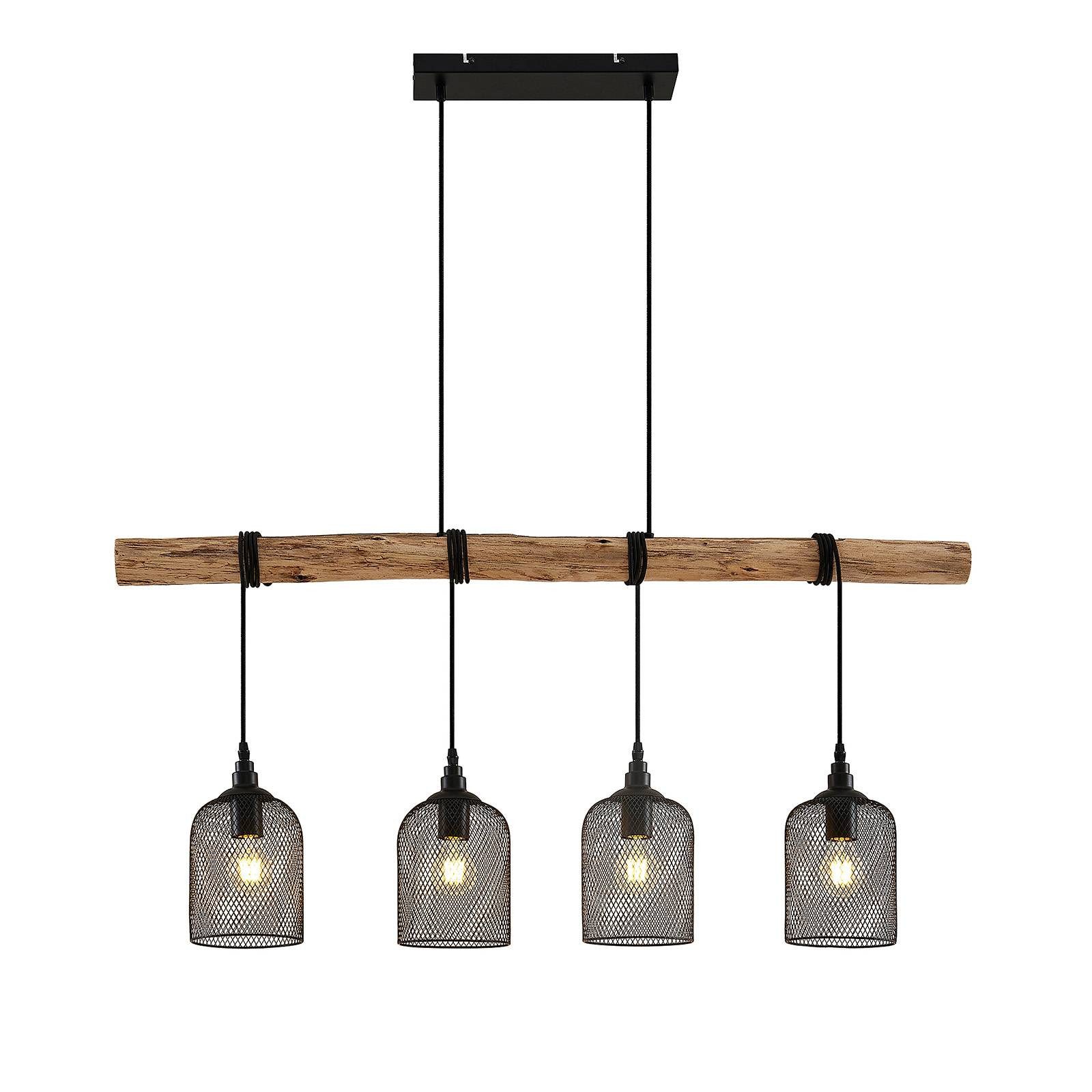 Lindby Hängeleuchte Elrond, Holz IP20, 4 x 60 W