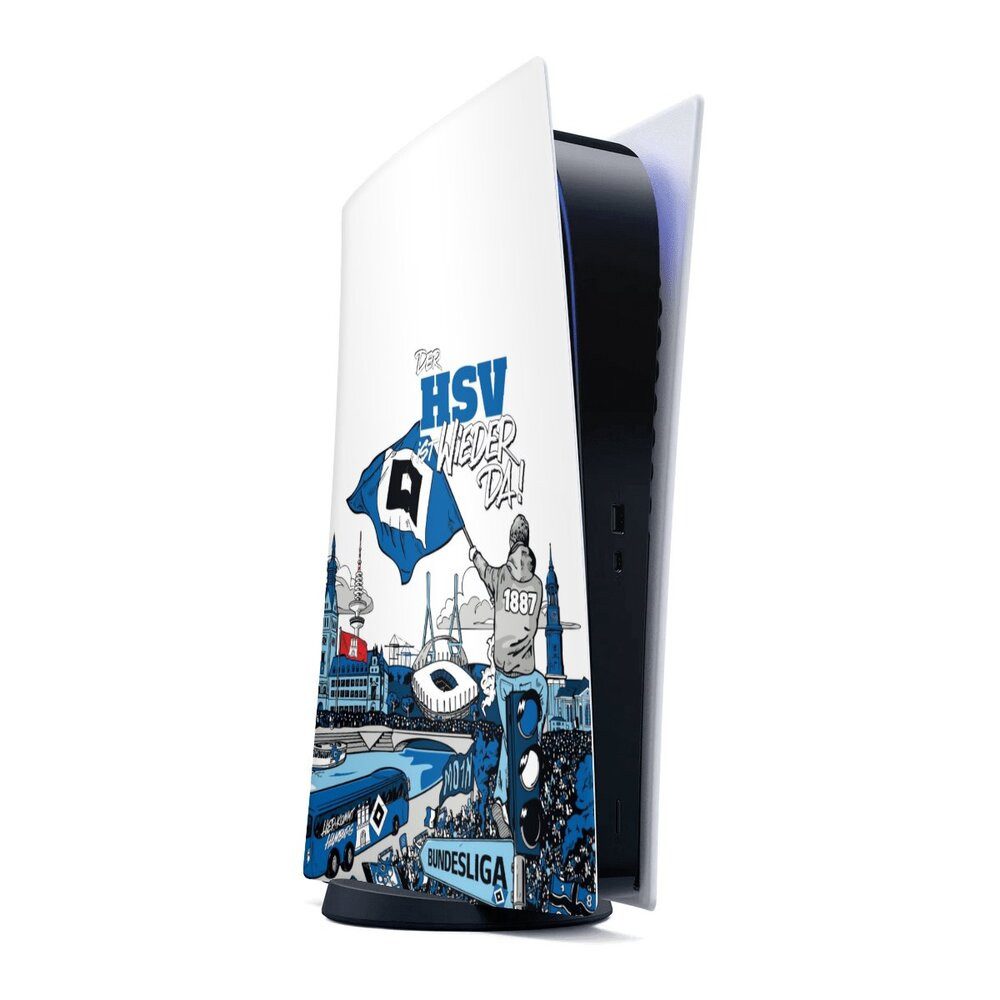 DeinDesign Konsolen-Cover Hamburger SV Offizielles Lizenzprodukt Aufstieg, Sony Playstation 5 Digital Edition Skin Aufkleber Sticker Folie