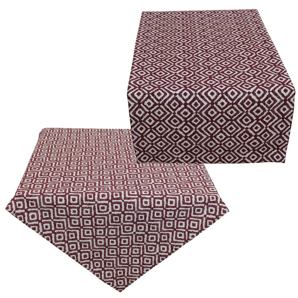 matches21 HOME & HOBBY Tischdecke Tischläufer HANNA Quadrat Druck bordeaux  40x100 cm (1-tlg)