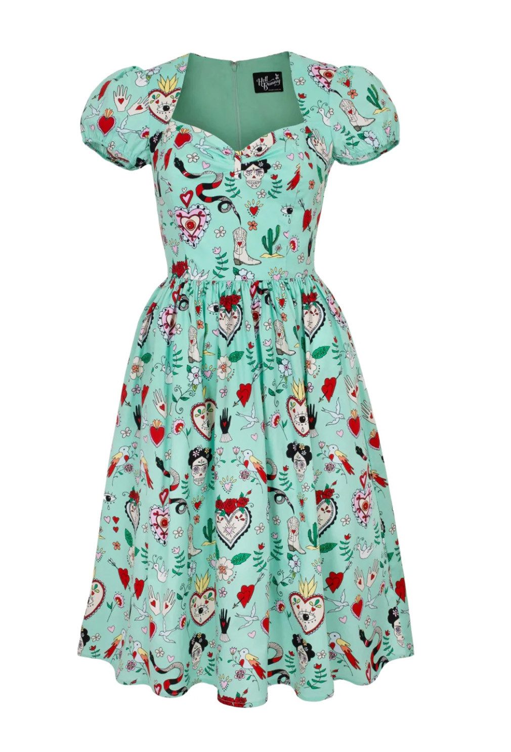 Hell Bunny Midikleid Tijuana Rockabilly Tattoo günstig online kaufen