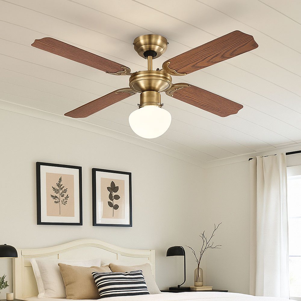 etc-shop Deckenventilator, LED Deckenventilator mit Zugschalter Deckenlampe Sommer Wintermodus