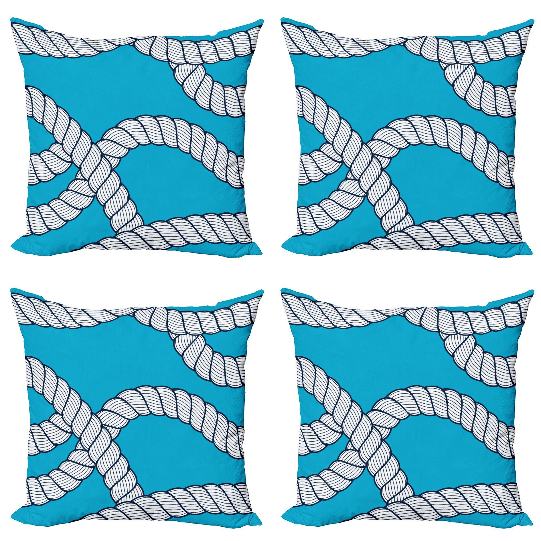 Kissenbezüge Modern Accent Doppelseitiger Digitaldruck, Abakuhaus (4 Stück), blau Wasser Blauer Hintergrund Ropes | Kissenbezüge