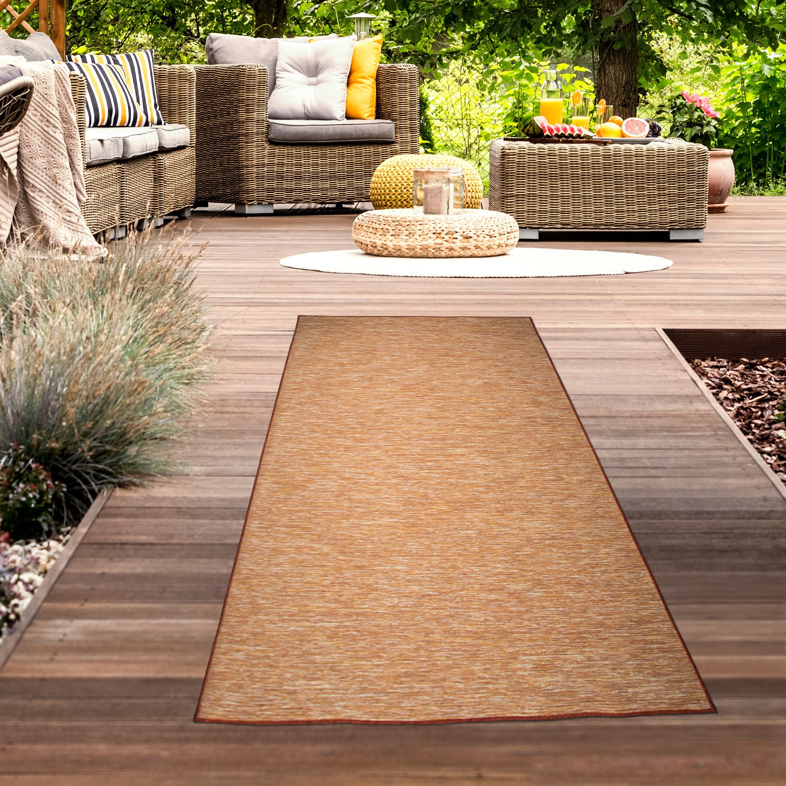 Carpetia Outdoorteppich Teppich Innenbereich und Außenbereich meliert Sisaloptik Terra, rechteckig, Höhe: 5 mm, beidseitig verwendbar