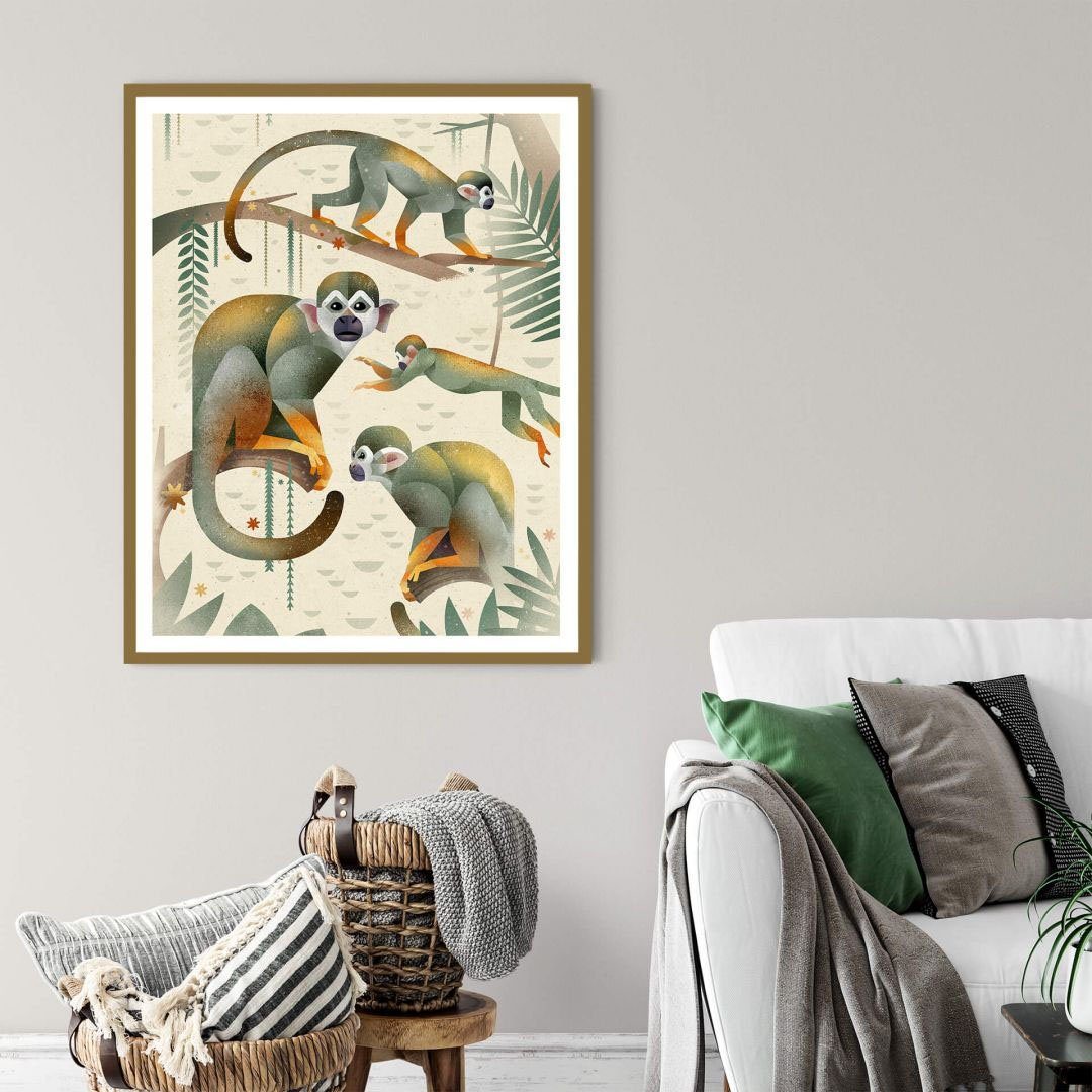 Wandposter Tiere Wall-Art Poster (1 Wandbild, Squirrel Bild, Monkeys, Poster, St),