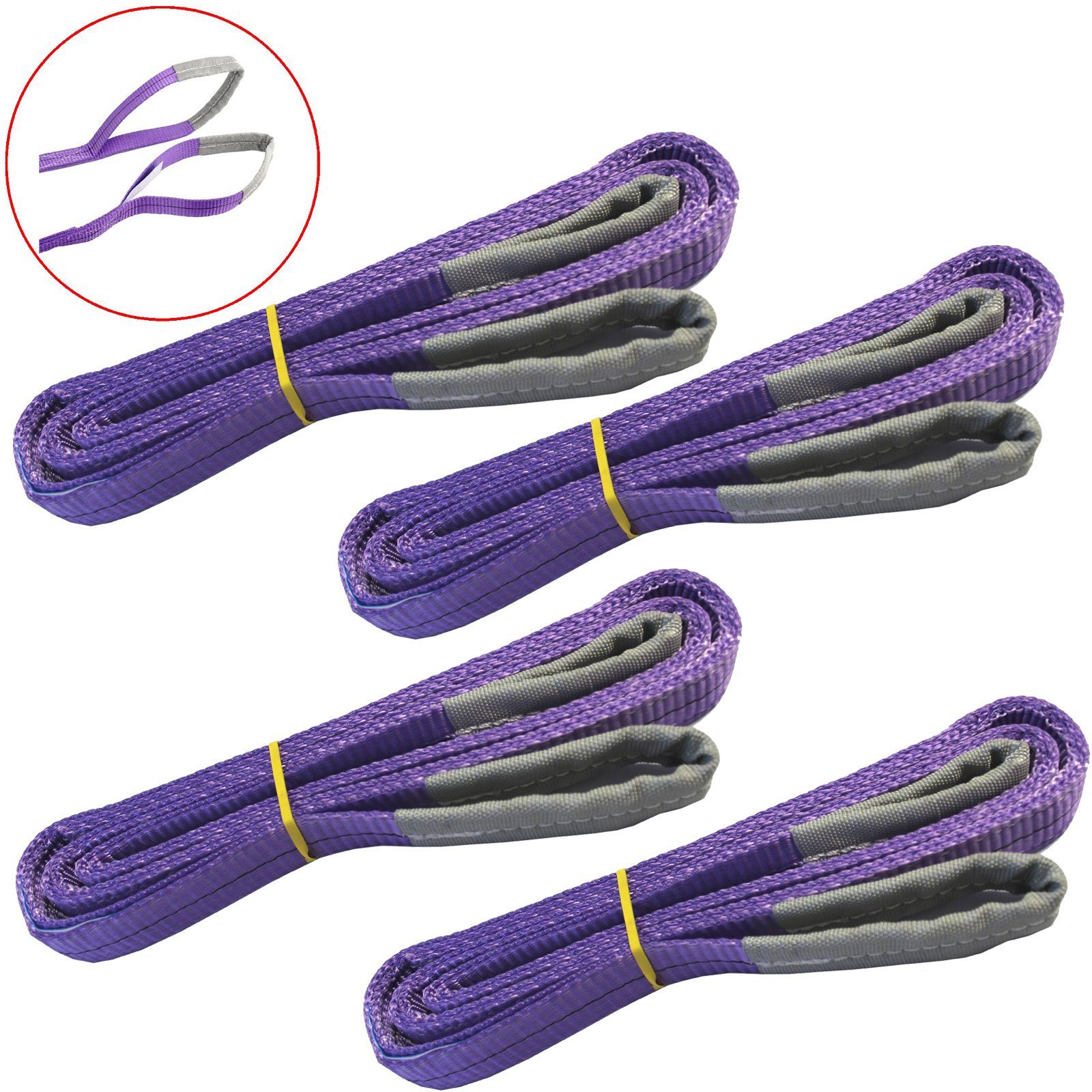 TRUTZHOLM 4x 1000 kg 1 to 3 m Hebegurt Hebeschlinge Rundschlinge Sicherrung Hebeband (Set, 4-tlg)