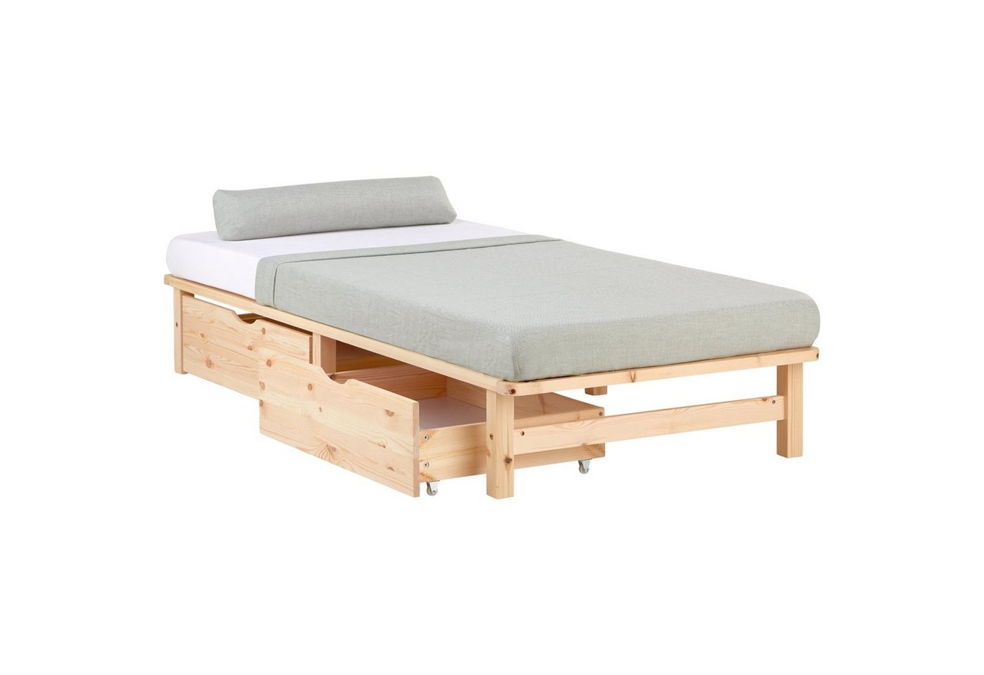 Homestyle4u Bettschubkasten mit Rollen 2er Set Holz Aufbewahrung Bettschublade Bettkasten (2er Set, 2 St., 2 Bettkästen/2x Bettkasten/Schublade), B/H/T 82 x 22 x 53 cm, Stauraum