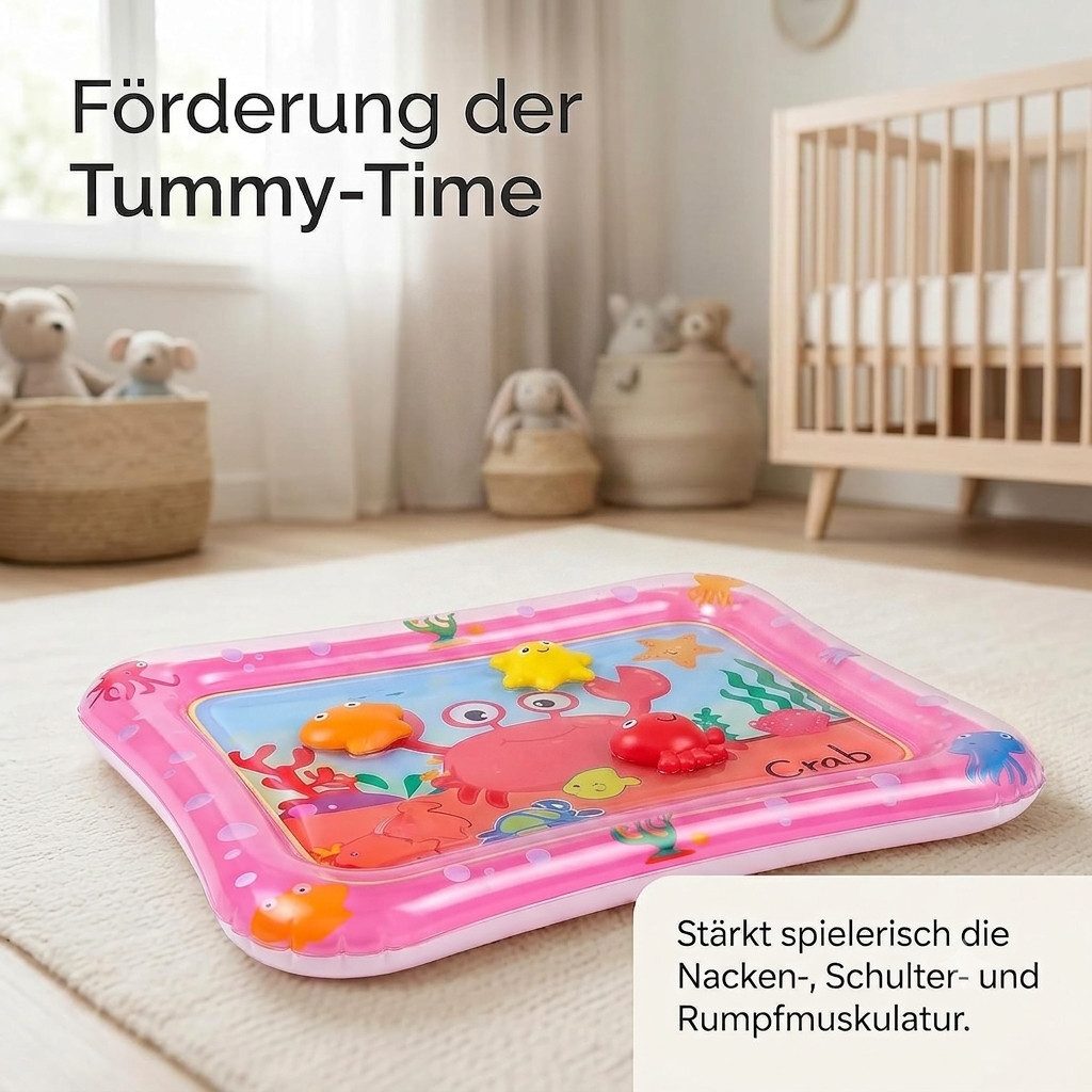 Gleebe Spielmatte Baby Wasserspielmatte BPA-frei Aufblasbare Bauchlage Spielmatte Rosa (Wasserspielmatte für Babys mit Wasserfüllung, Baby Spielmatte zur Förderung der sensorischen Entwicklung), Aufblasbar, Wasserfüllung, bewegliche Spielelemente, platzsparend