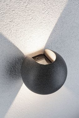 Paulmann LED Außen-Wandleuchte Concrea IP65 160mm 3000K 2x5,5W 2x250lm 230V schwarzer Sandstein Beton, LED fest integriert, Warmweiß