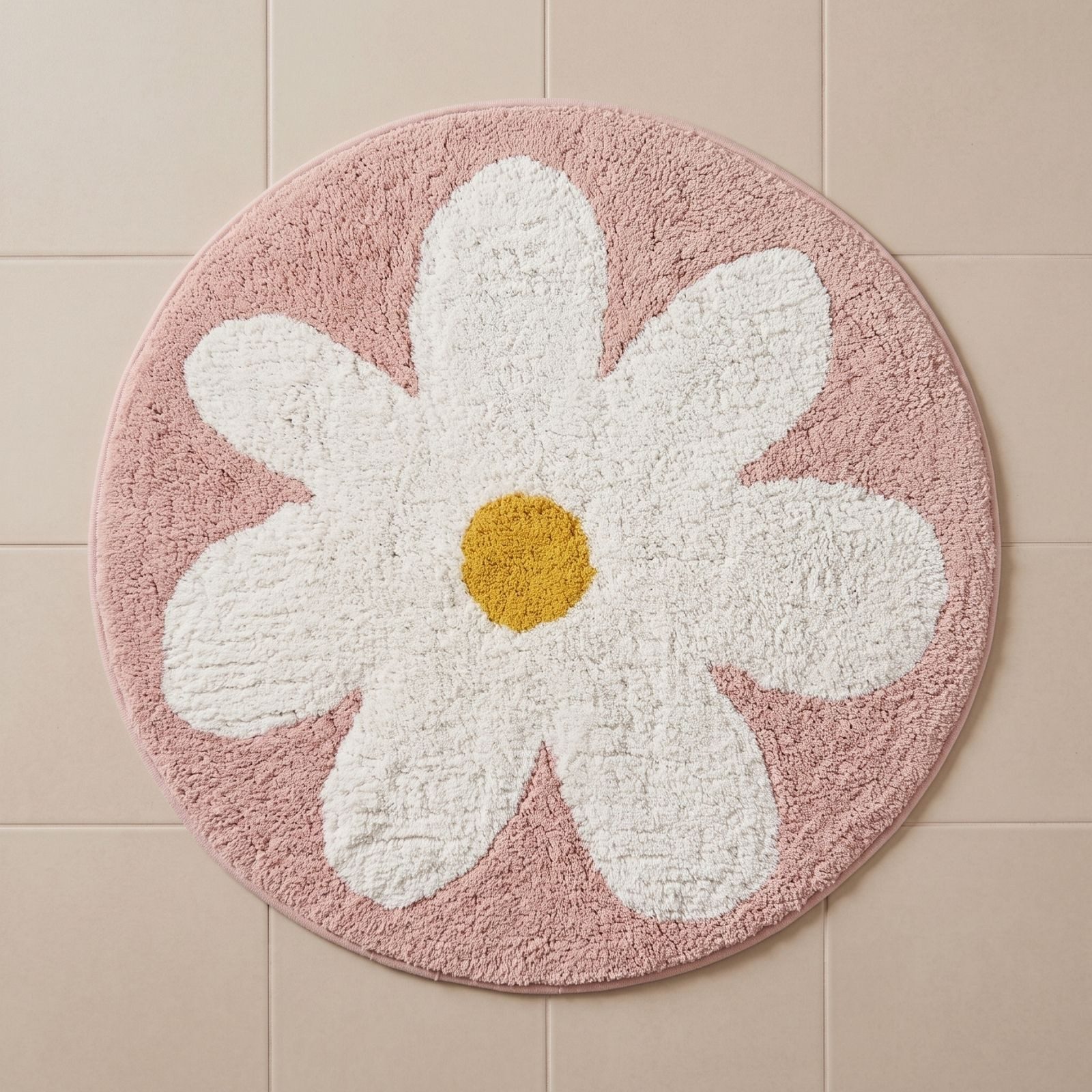 Homescapes Badematte Badematte Blume rund 60 cm - Badteppich rosa, 100 % Baumwolle, Höhe 10 mm, 60 cm