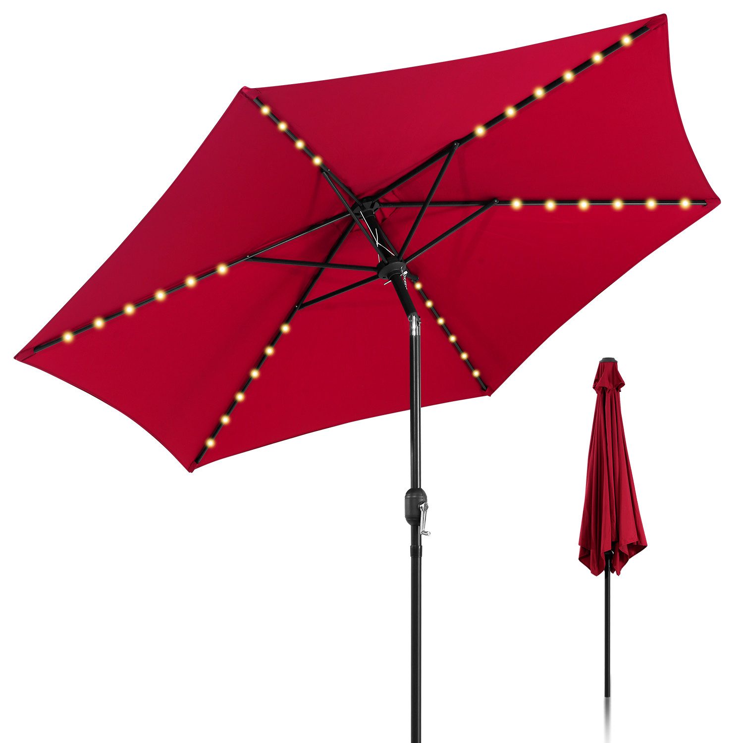 Clanmacy Sonnenschirm Ø270cm Gartenschirm LED Balkonschirm günstig online kaufen