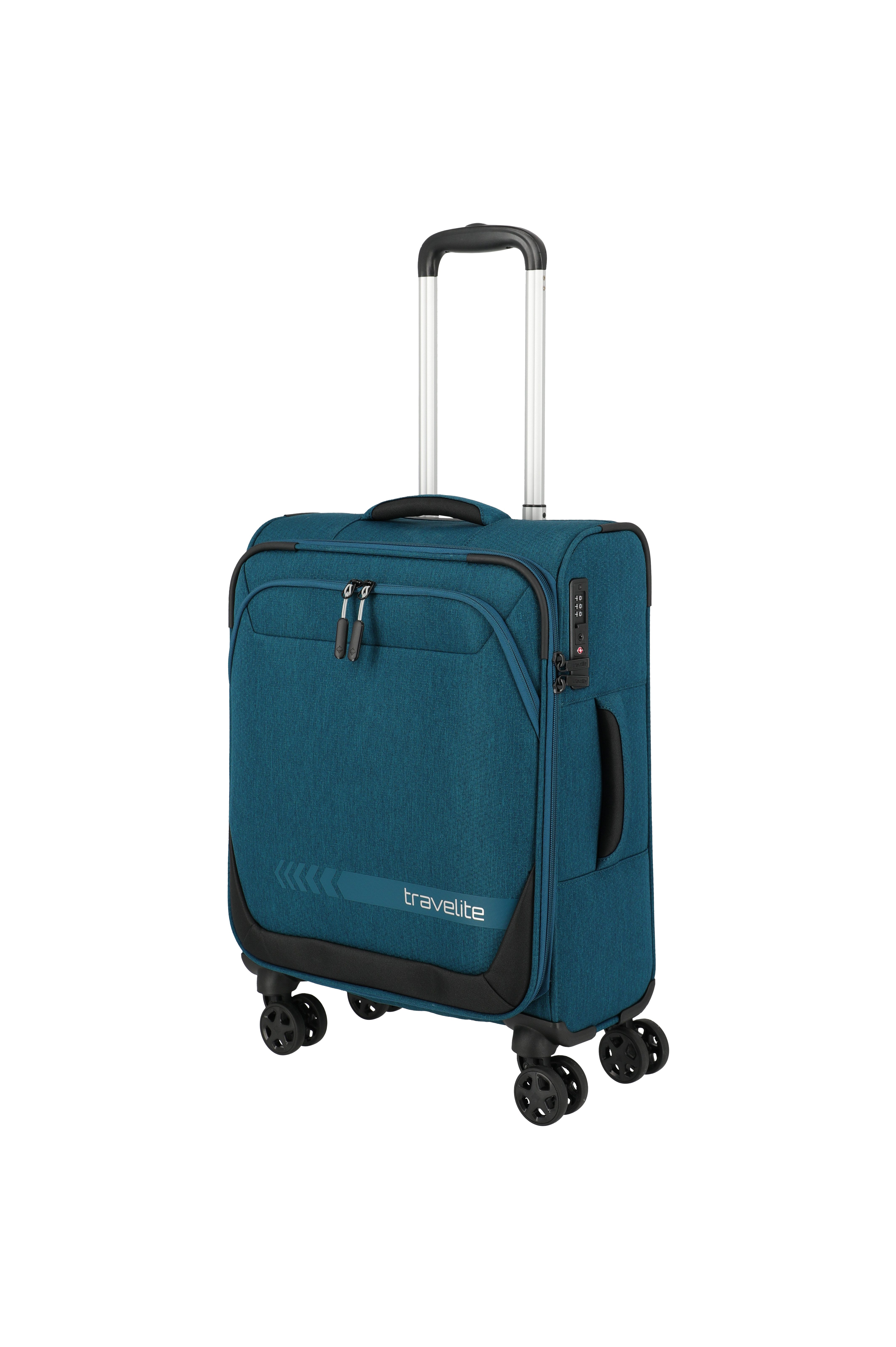 travelite Handgepäckkoffer KICK OFF Reisekoffer, 4 Rollen, 4 Doppelrollen, Außentaschen und Packgurte – leicht und robust