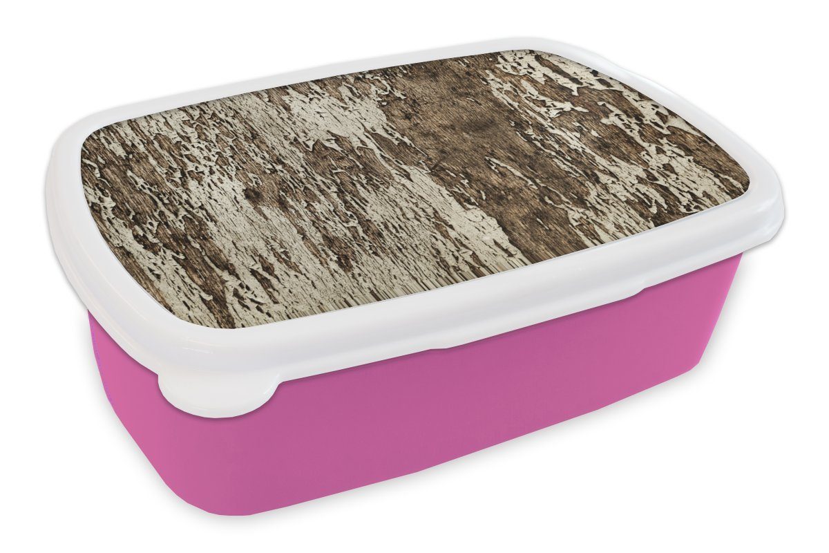 MuchoWow Lunchbox Rinde - Baum - Kunststoff Erwachsene, Mädchen, für Brotdose rosa Kunststoff, (2-tlg), Birke, Brotbox Snackbox, Kinder