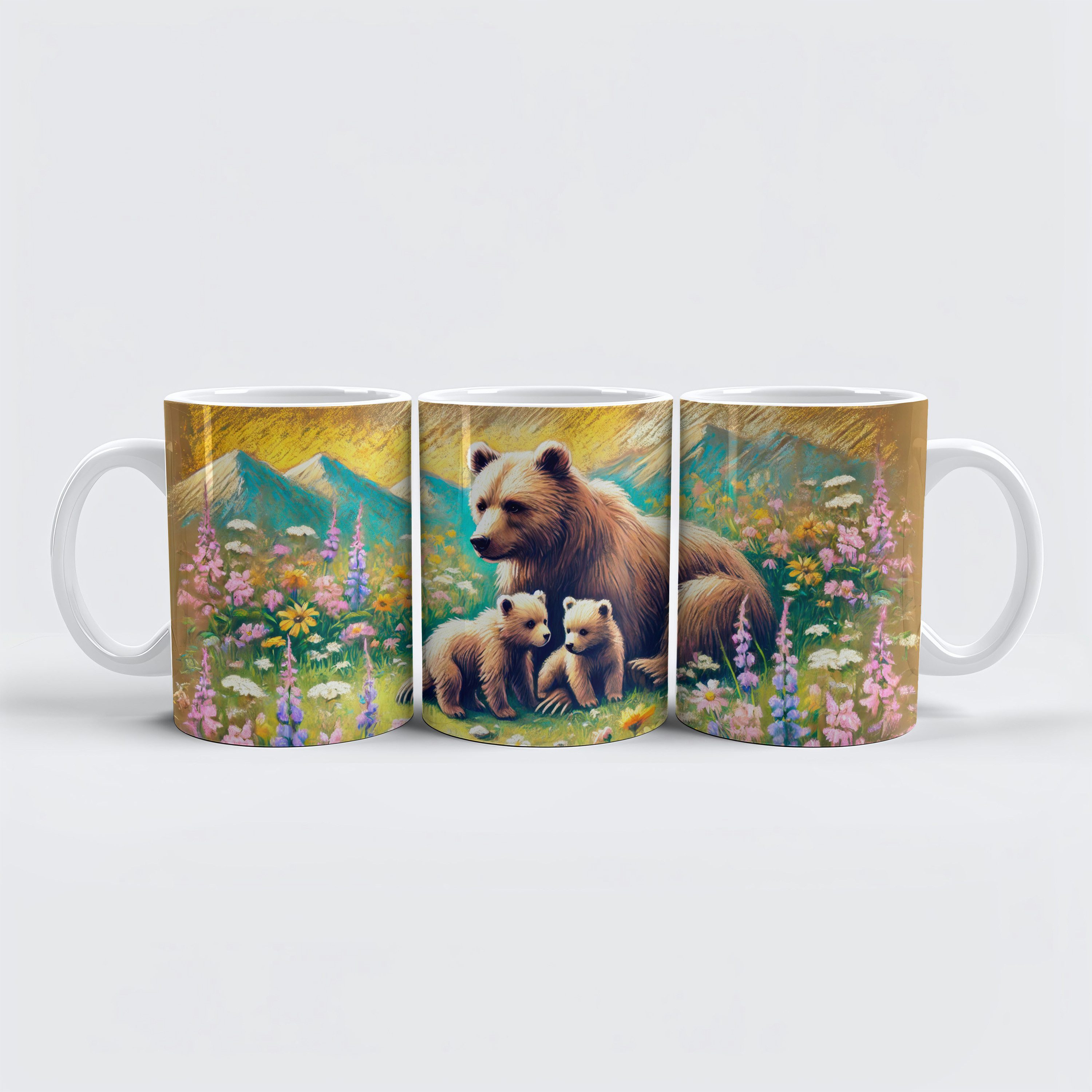raxxa Tasse "Bear Family in Mountain Meadow Pastel Chalk Drawing", 1-tlg., Keramik