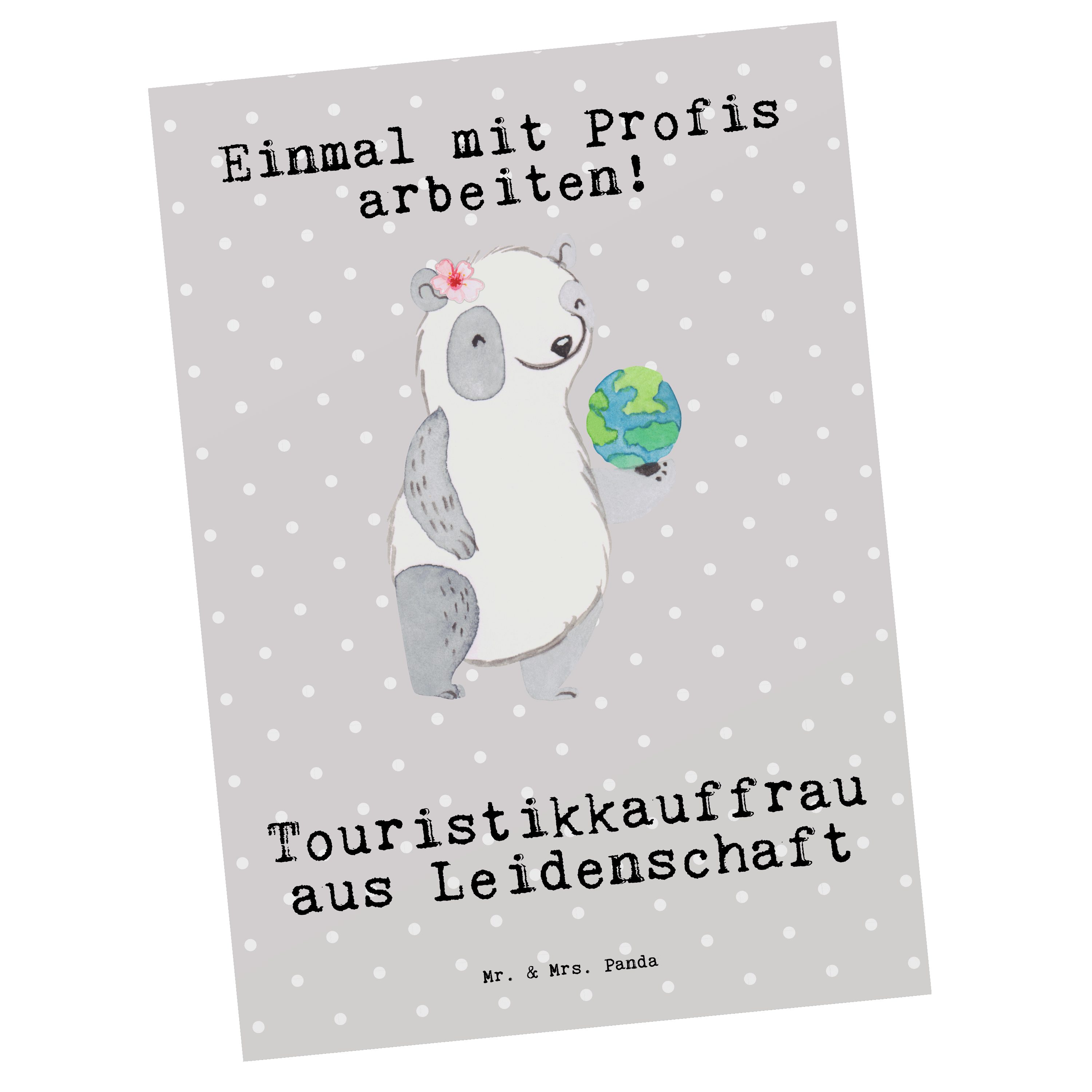 Mr. & Mrs. Panda Postkarte Touristikkauffrau aus Leidenschaft - Grau Pastell - Geschenk, Karte