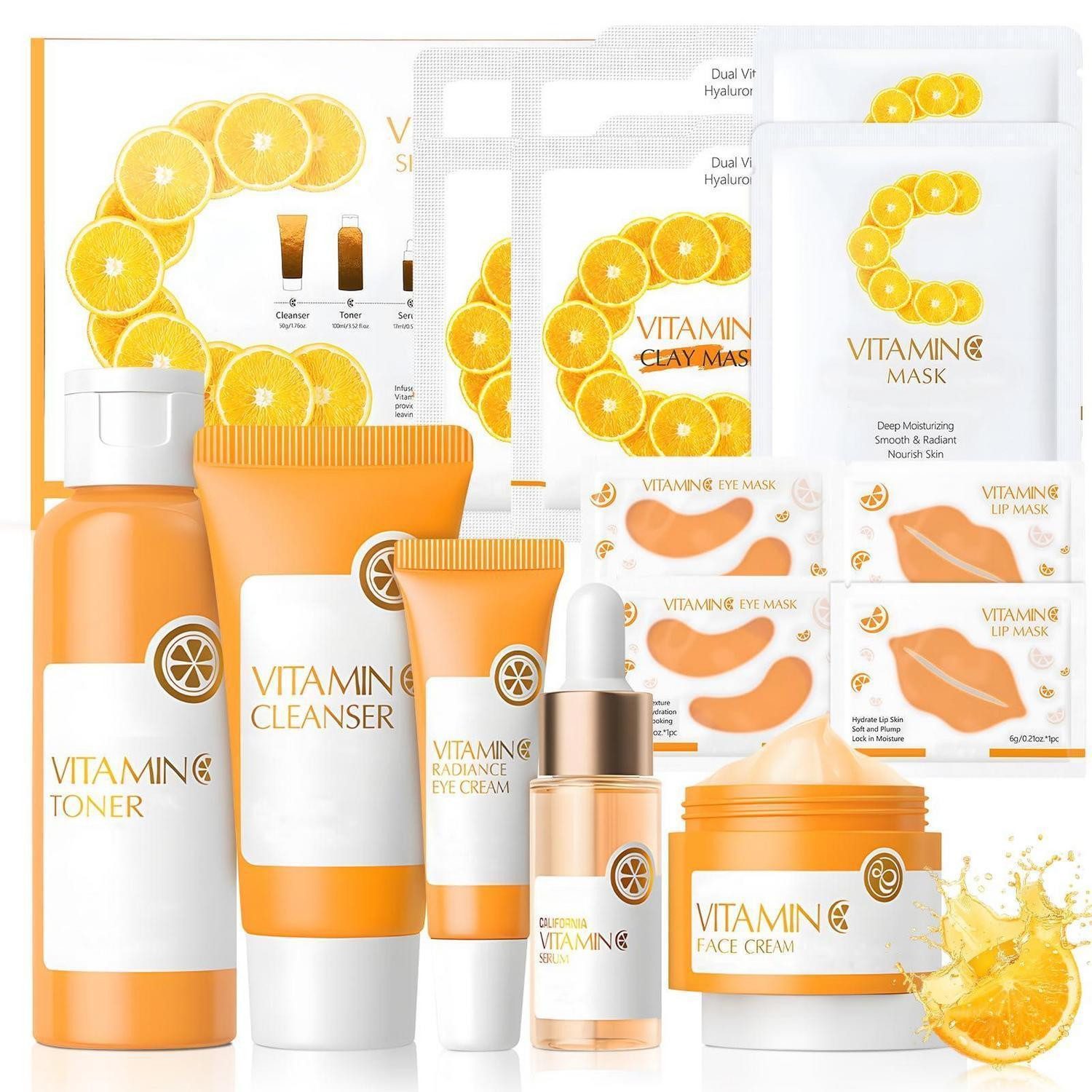LuxusKollektion Pflege-Geschenkset Vitamin C Hautpflege Set 5-tlg Orange