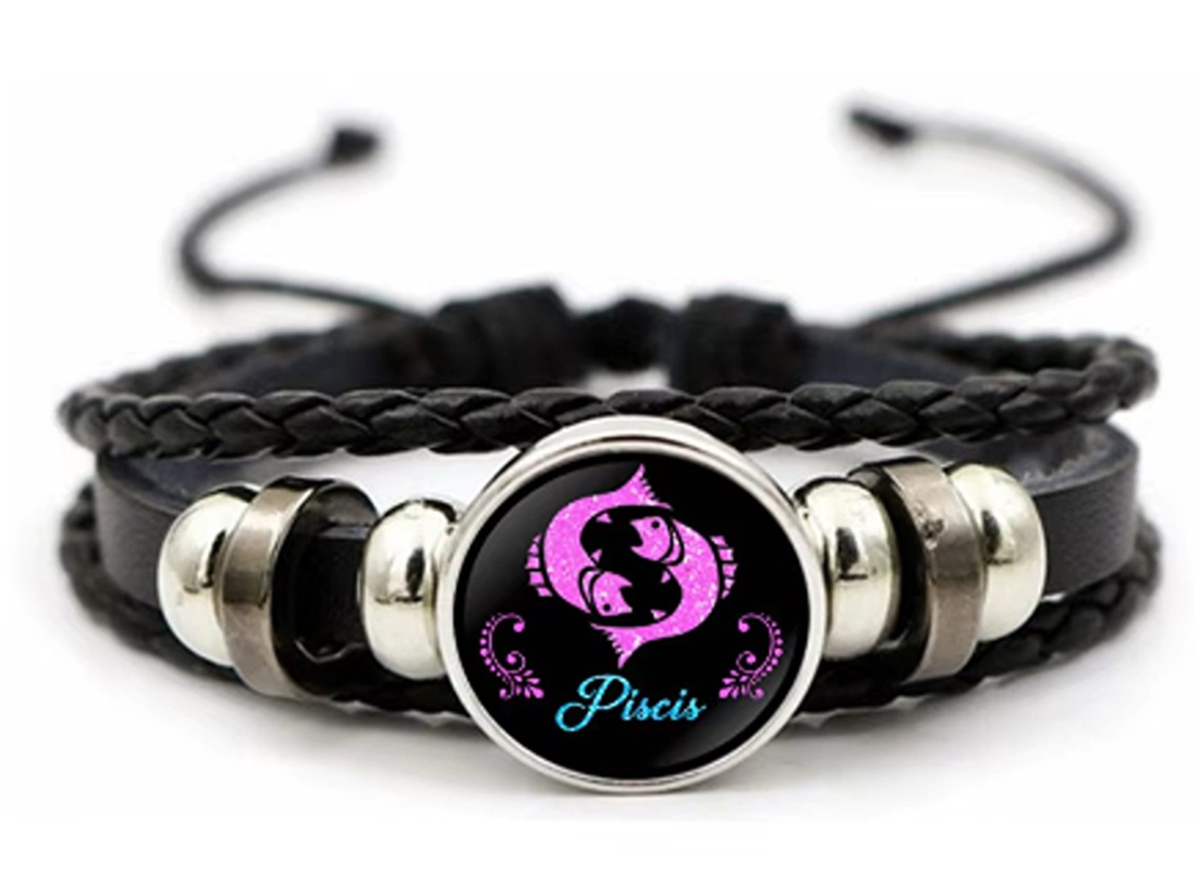 Stelby Armband mit Gravur Armband Sternzeichen Fische mit 3D Gravur im Glas (langlebig, pflegeleicht, unisex, modern, minimalistisch), Weihnachtsgeschenk, Geburtstagsgeschenk, Valentinstaggeschenk