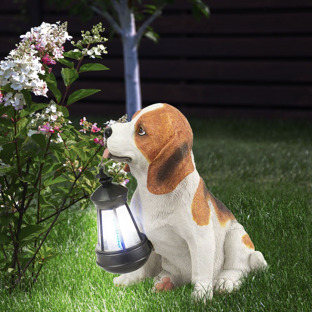etc-shop LED Warmweiß, fest Dekofigur, Gartenskulptur Terrassen Hund für LED-Leuchtmittel Gartendeko Außen verbaut, Solar