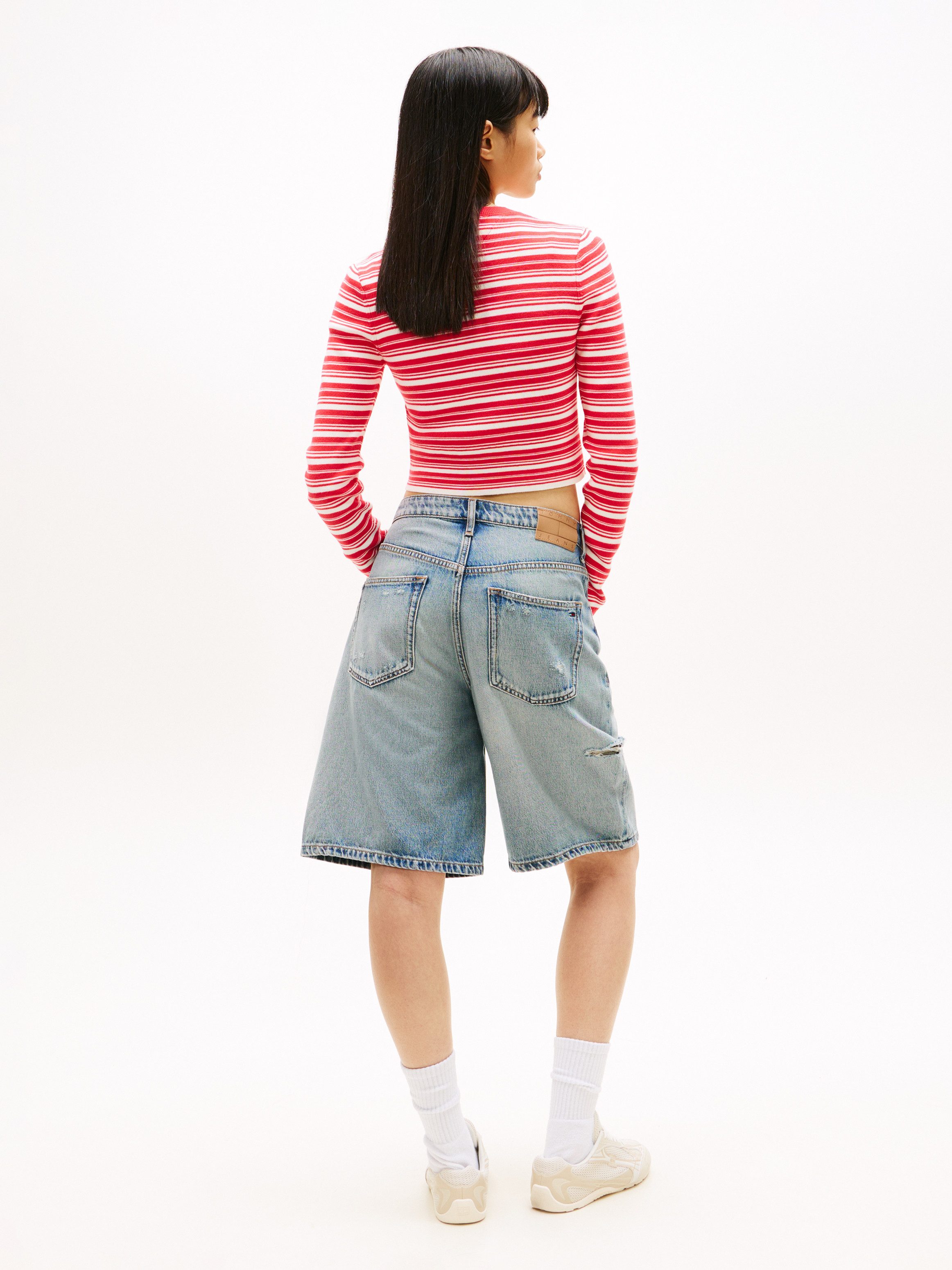 Tommy Jeans Strickjacke TJW CREW NECK STRIPE CARDI EXT reine Baumwolle, Streifen Look – Bild 5 von 5