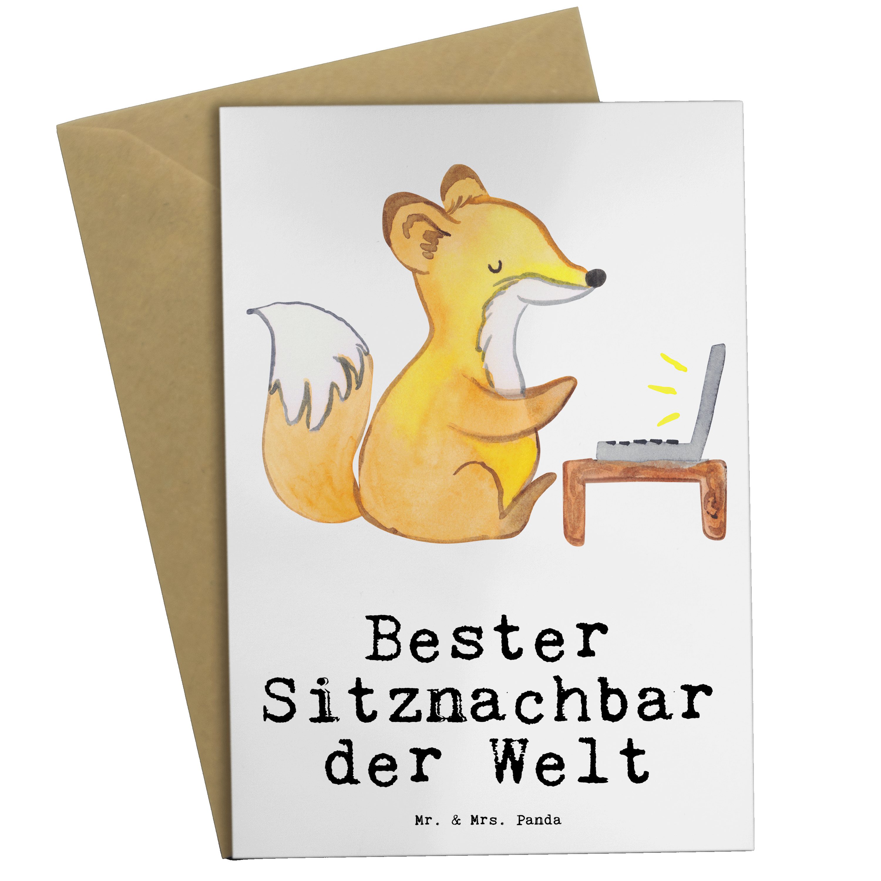 Mr. & Mrs. Panda Grußkarte Fuchs Bester Sitznachbar der Welt - Weiß - Geschenk, Dankeschön, Komm