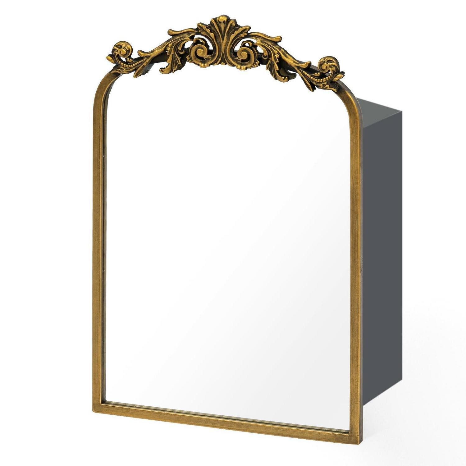 LuxusKollektion Badezimmerspiegelschrank Spiegelschrank 40x60cm Antik Gold Blumen (1-St)