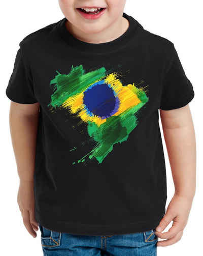 style3 Print-Shirt Kinder T-Shirt Flagge Brasilien Fußball Sport Brazil WM EM Fahne