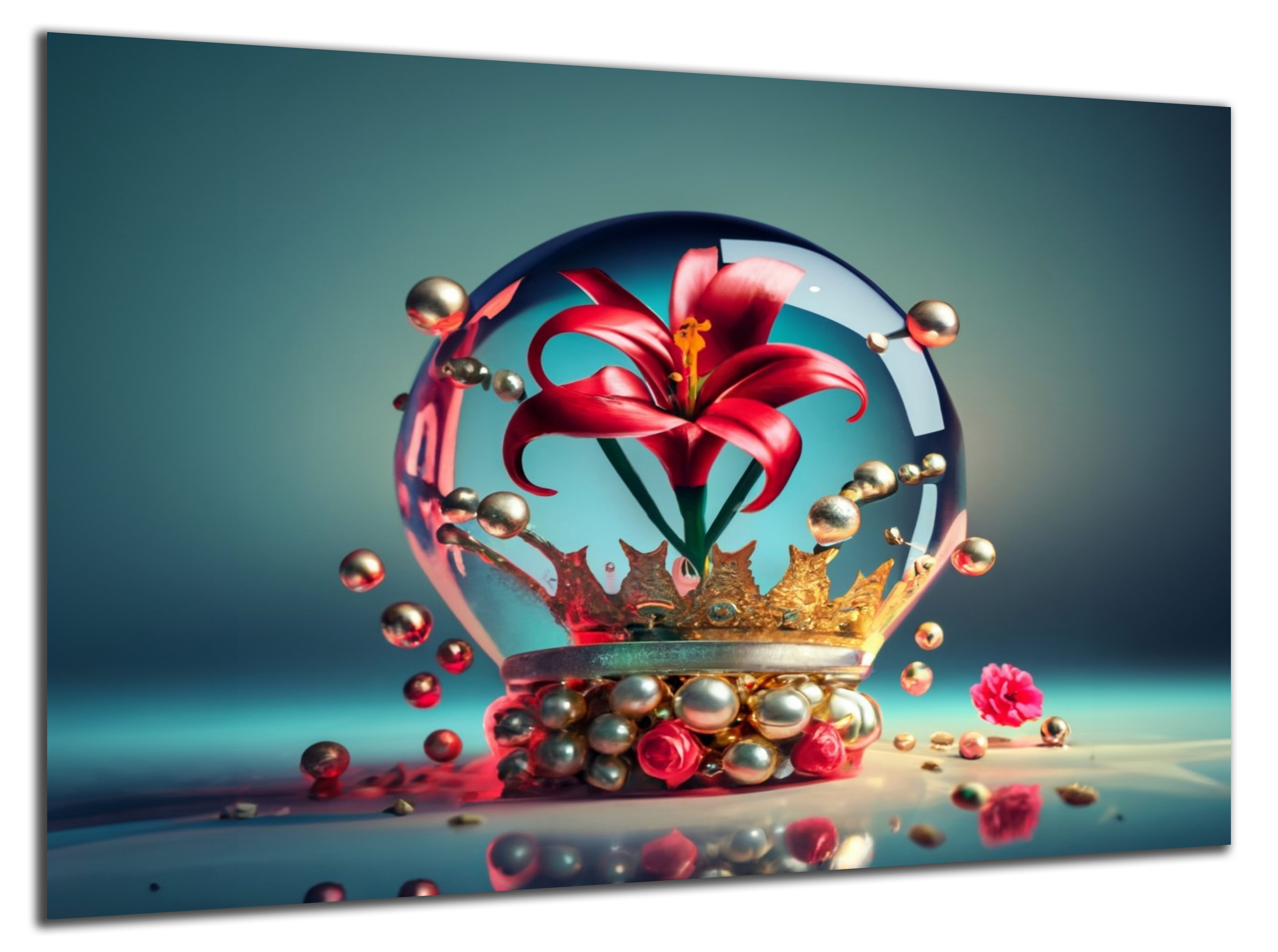DARO Design Leinwandbild Modern Abstrakt Wandbilder XXL Wandbild Wand Deko Leinwand Bilder, (Glaskugelblume - Bild groß Wohnzimmer Schlafzimmer Küche Esszimmer Einteilig Querformat Fotodruck Leinwände Wanddeko Abstrakte Kunst Boho), 30x20cm