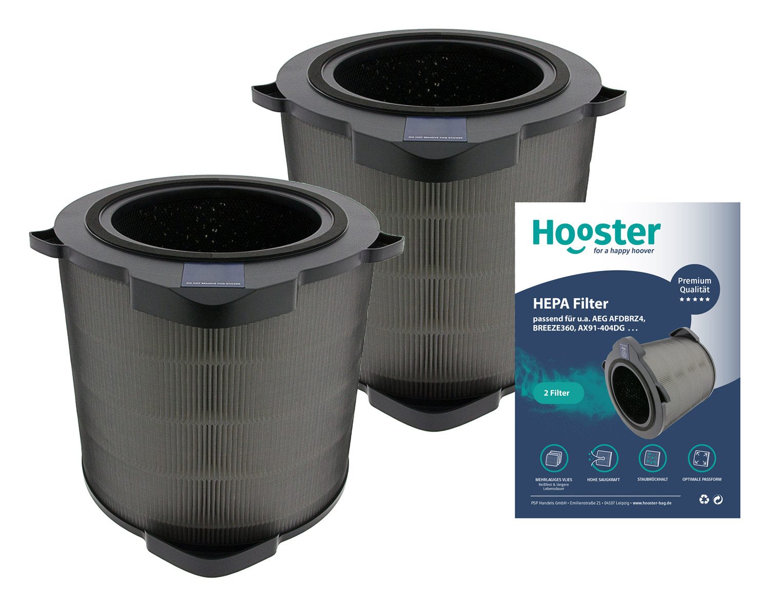 Hooster Luftfilter 2er Set Filter kompatibel mit AEG Luftreiniger AX91-404DG, Ersatz für AEG BREEZE360 Luftfilter AFDBRZ4