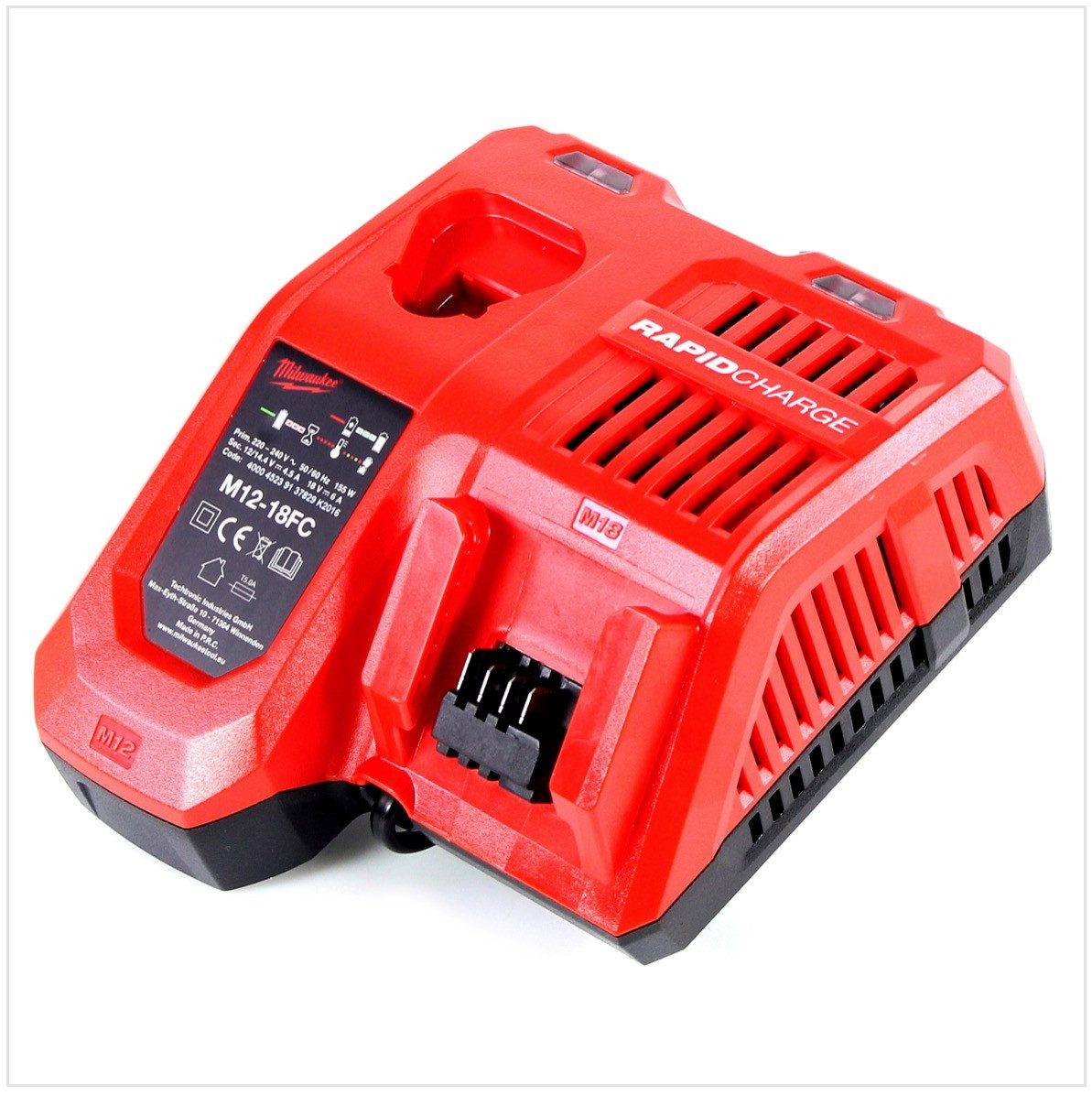 Milwaukee M12-18FC Schnell Ladegerät Universal für 12, 14 und 18 Volt Li-Ion Schnelllade-Gerät