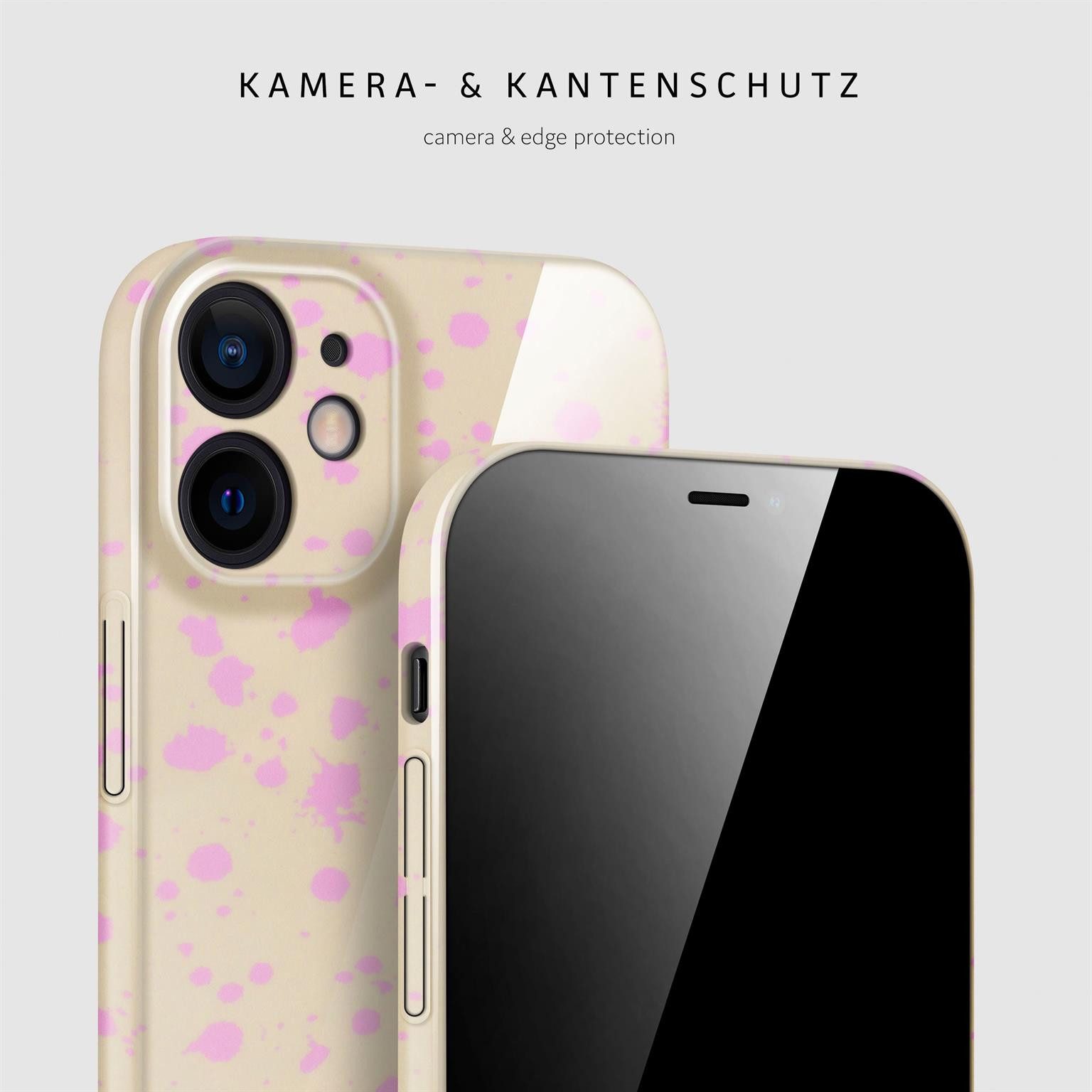 ONEFLOW Handyhülle für iPhone 12 Splash Cover Flecken Creme Pink 6,1 Zoll, Hülle mit Design Muster Designer Case Kameraschutz Handy Schutzhülle