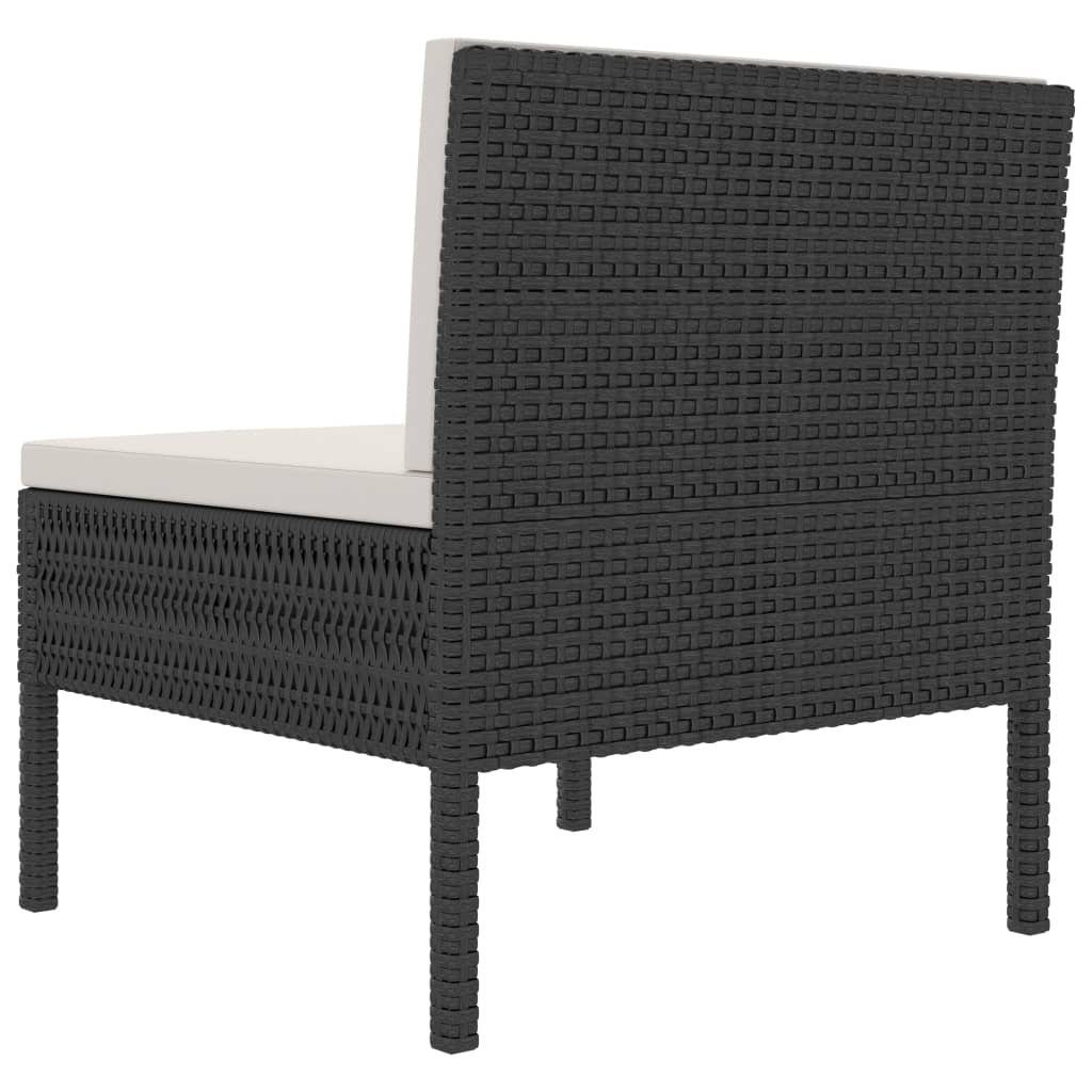 | Weiß Gartenstühle Stk. (3 Schwarz und St) 3 Poly vidaXL Auflagen und mit Schwarz Rattan Gartenstuhl Weiß Schwarz