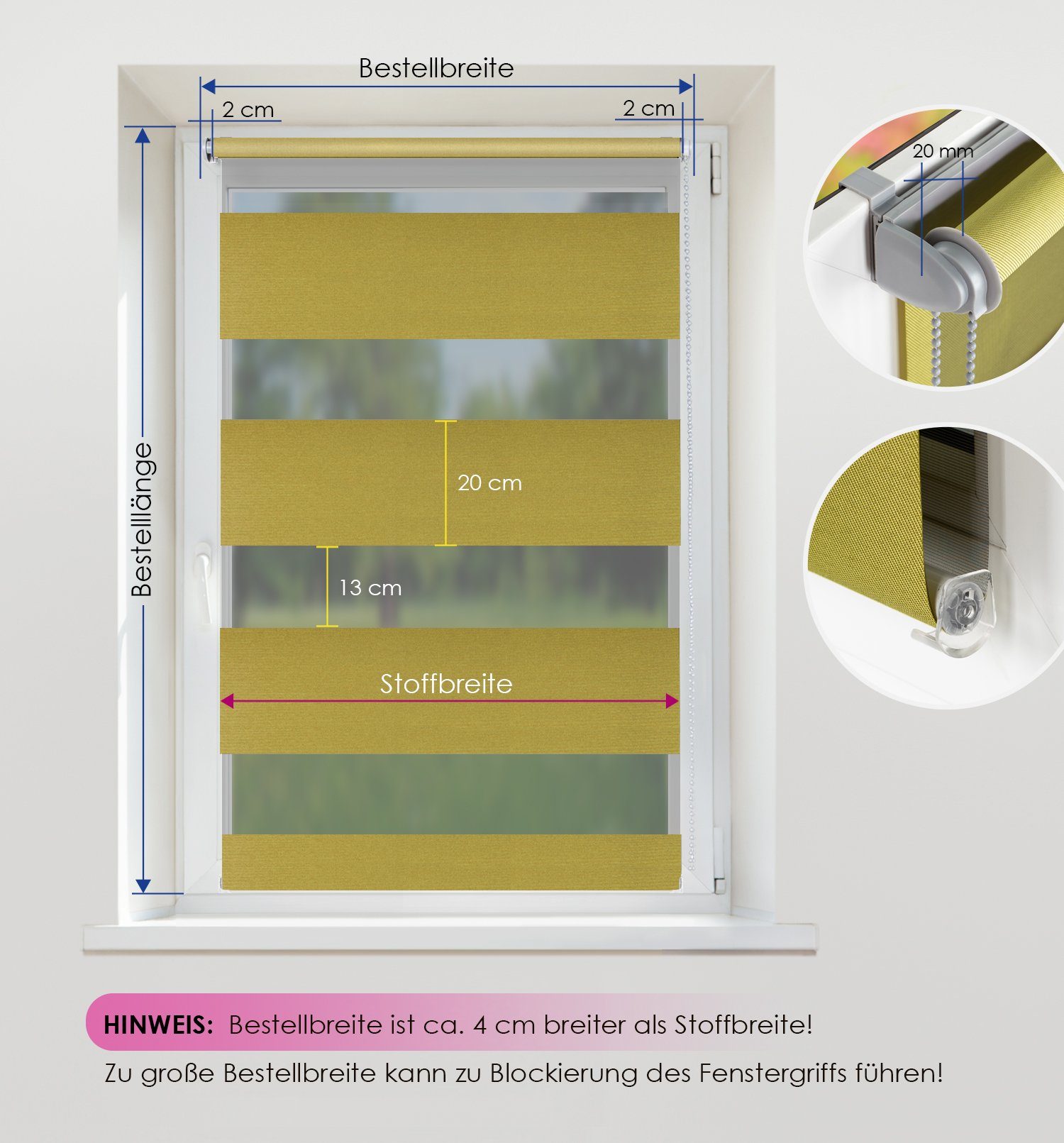 Doppelrollo Rollo MON ohne Bohren, Rikmani, Klemm- oder Schraubmontage, Moderne Optik, Klemm- oder Schraubmontage, Sicht- und Sonnenschutz