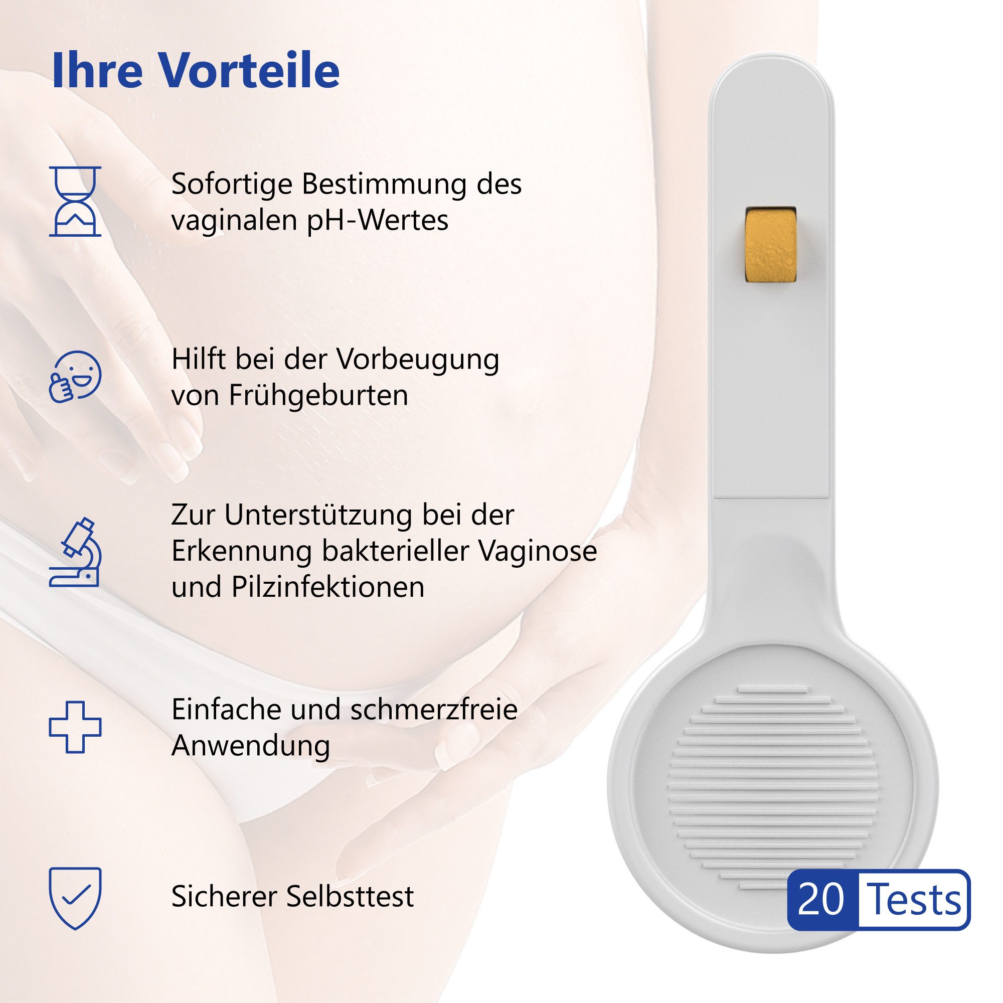 LuxmedIQ Intimpflege - Vaginaler pH-Test zur Früherkennung Bakterieller Vaginose, 20-tlg., Einfache & schmerzfreie Anwendung