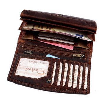 SHG Geldbörse ◊ Damen Leder Börse Portemonnaie Frauen Geldbeutel Brieftasche, Münzfach, Druckknopfverschluss, Kreditkartenfächer, RFID Schutz