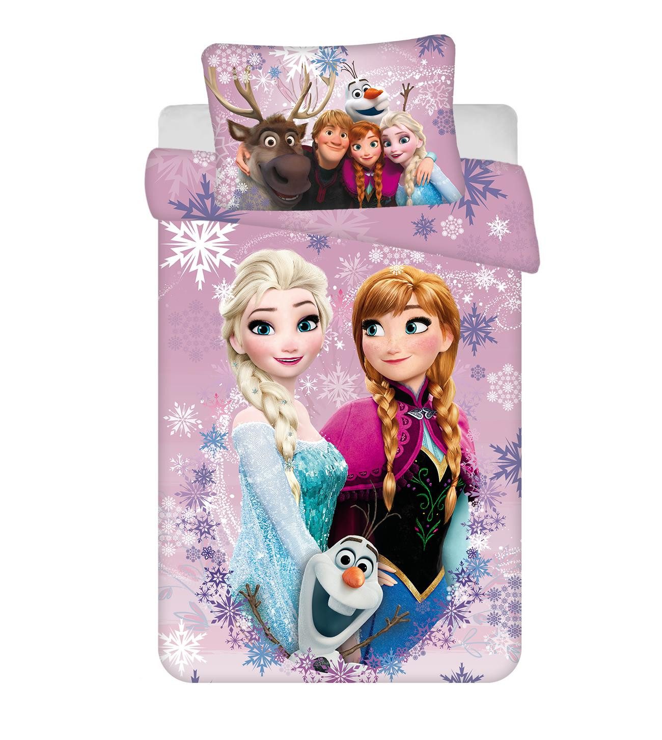 Disney Frozen Bettwäsche Disney Frozen Bettwäsche Set Eiskönigin Anna Elsa 135/140 x200 cm, Baumwolle, 2 teilig, Wendemotiv mit Reißverschluss