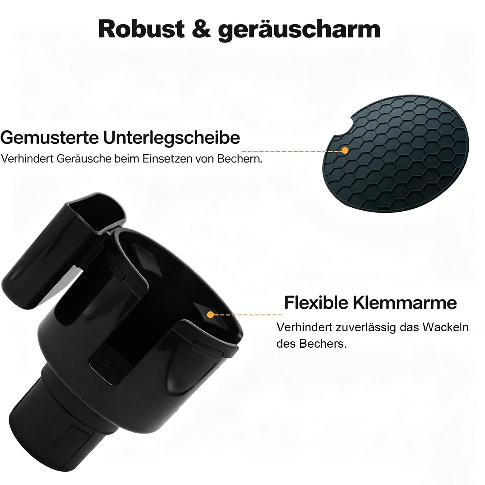 MOPUEA Becherhalter Auto Getränkehalter Erweiterung mit Handyhalter Verstellbar, (Auto Getränkehalter Erweiterung, Verstellbarer Getränkehalter mit Handyhalter und Kabelöffnung), Verstellbar 6,9–9,9 cm, Handyhalter, rutschfest, ABS