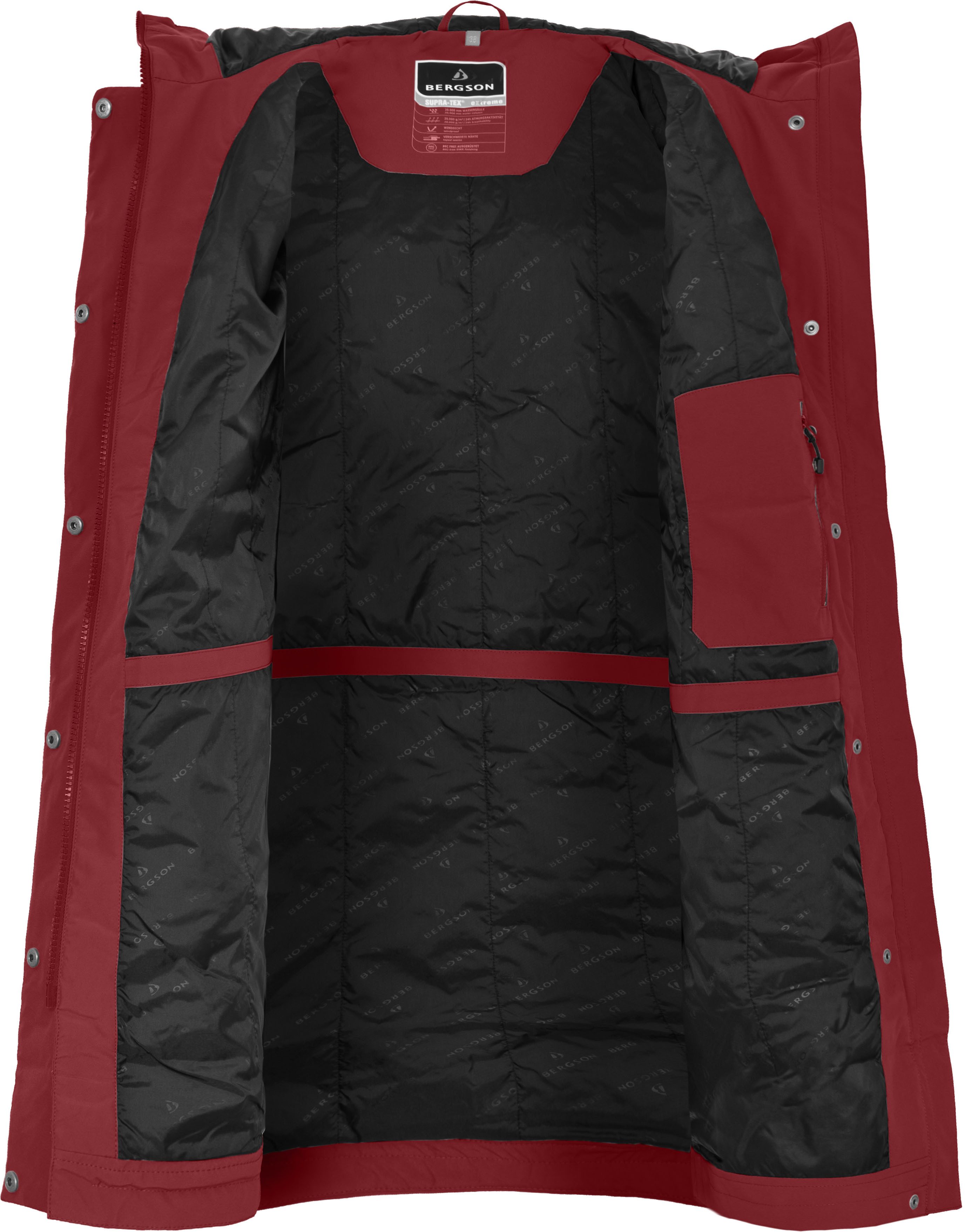 Bergson Winterjacke VERLA Thermo Damen Regenmantel, leicht wattiert, 20.000 mm Wassersäule, Normalgröß – Bild 5 von 5