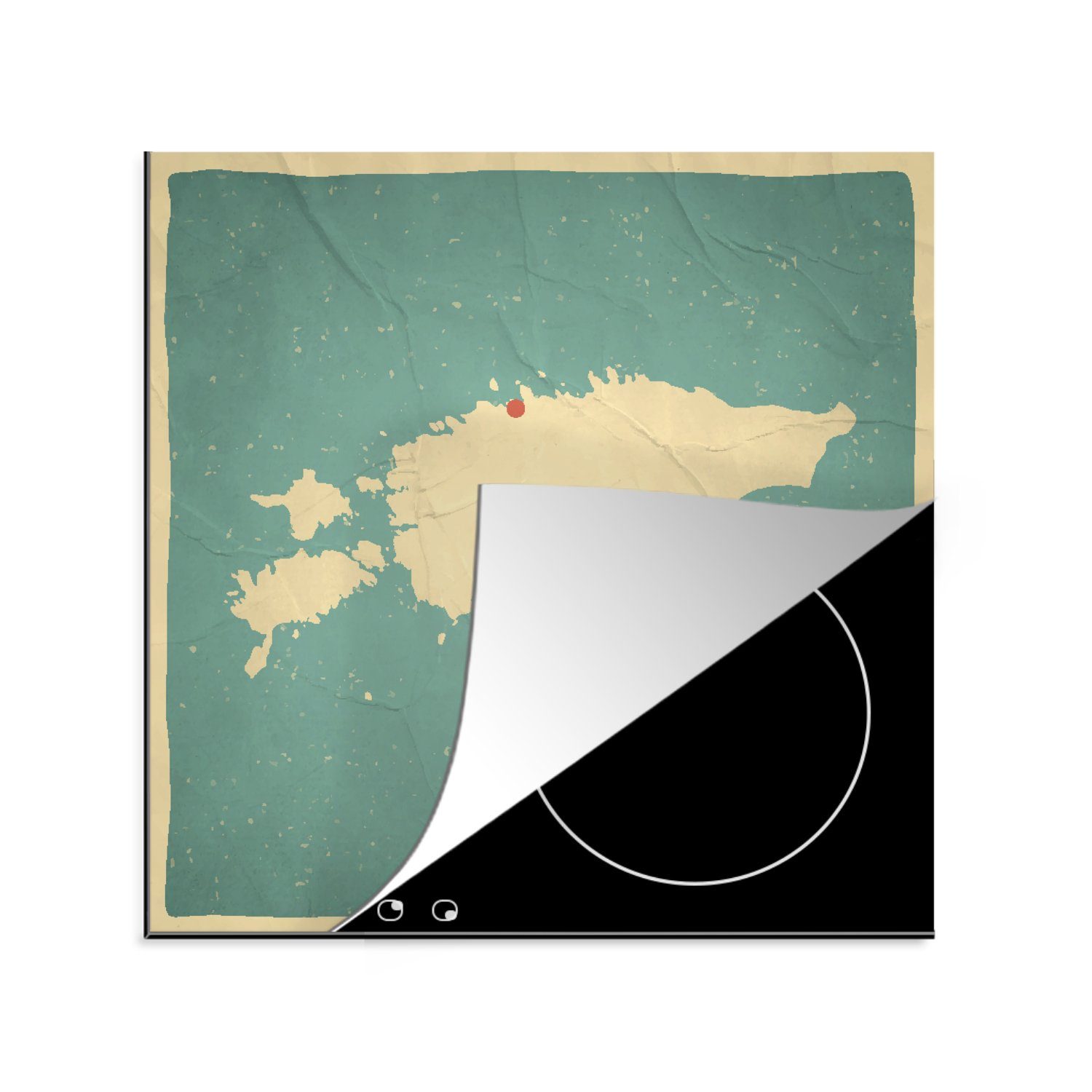 MuchoWow Herdblende-/Abdeckplatte Retro-Karte von Estland, Vinyl, (1 tlg), 78x78 cm, Ceranfeldabdeckung, Arbeitsplatte für küche