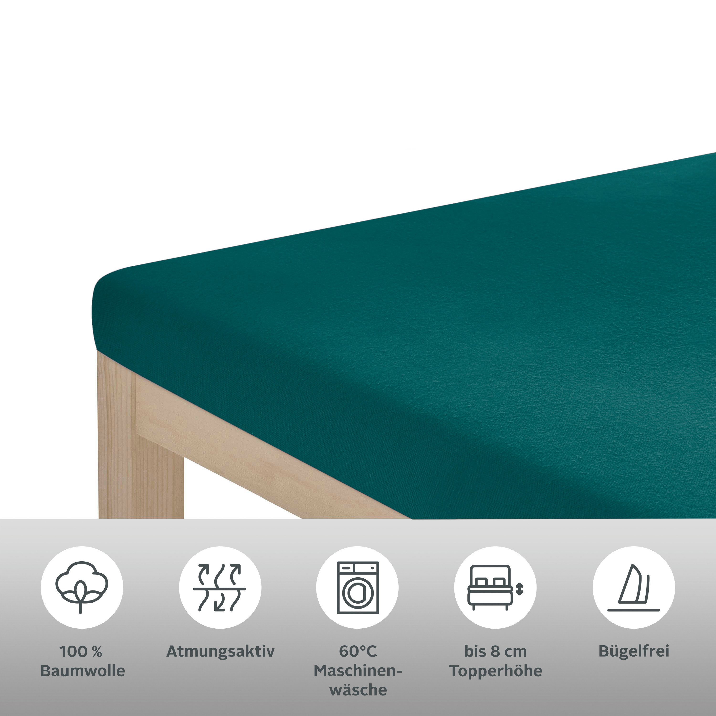 OTTO home Spannbettlaken Physalis Topper COMFORT, Jersey, Gummizug: rundum, (2 Stück), bis 10 cm Höhe, Bettlaken, Laken, in Comfort & Premium Qualität – Bild 3 von 4