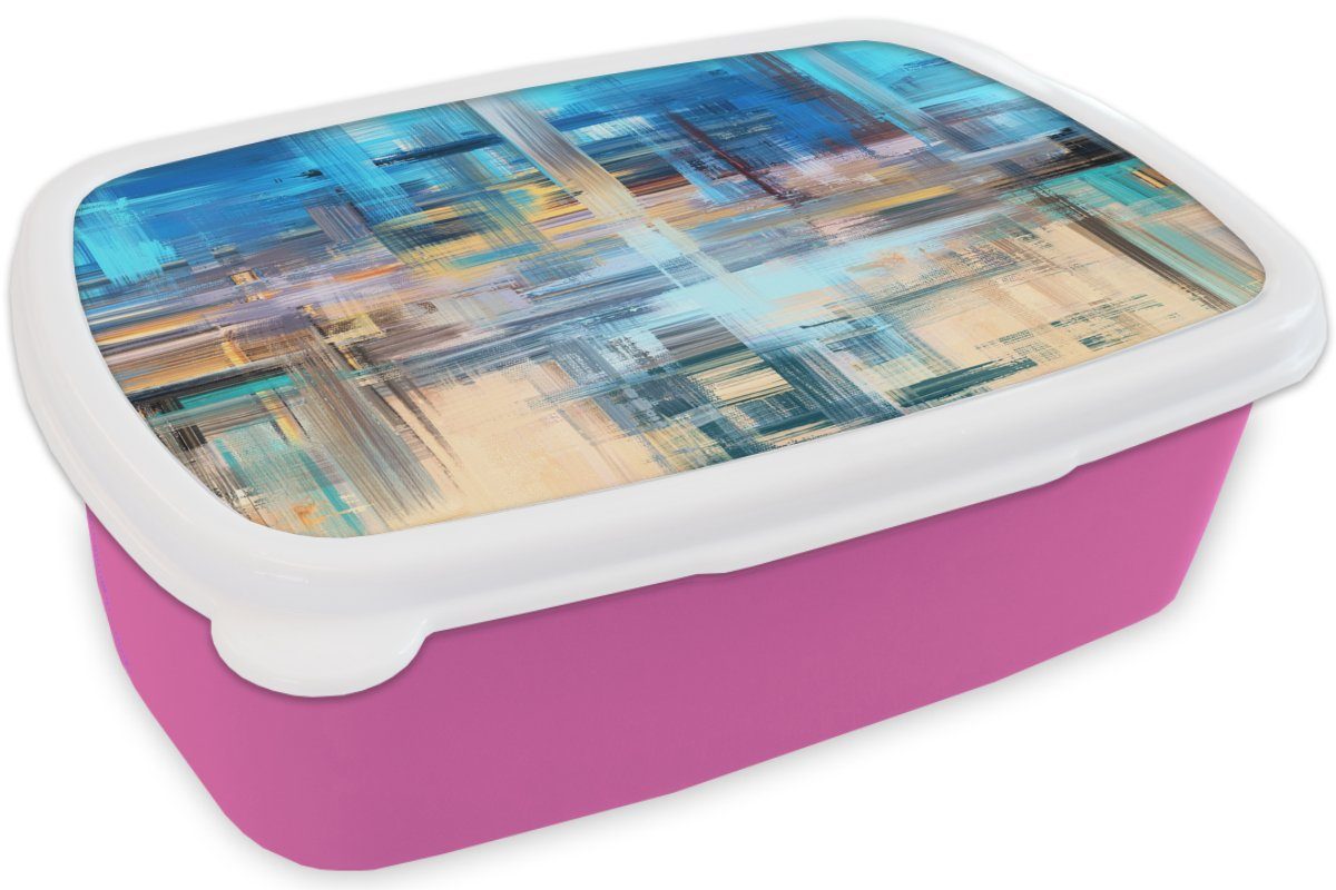 Brotdose (2-tlg), Abstrakt - für MuchoWow Malerei, rosa Erwachsene, Snackbox, Ölfarbe Kunststoff Kinder, Kunststoff, Brotbox Lunchbox Mädchen, -