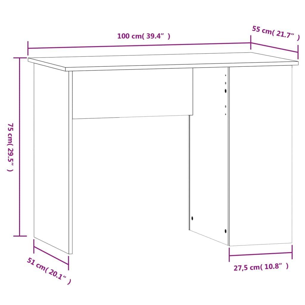 | cm Eiche Sonoma Sonoma Schreibtisch Holzwerkstoff 100x55x75 Sonoma-Eiche Schreibtisch Eiche vidaXL