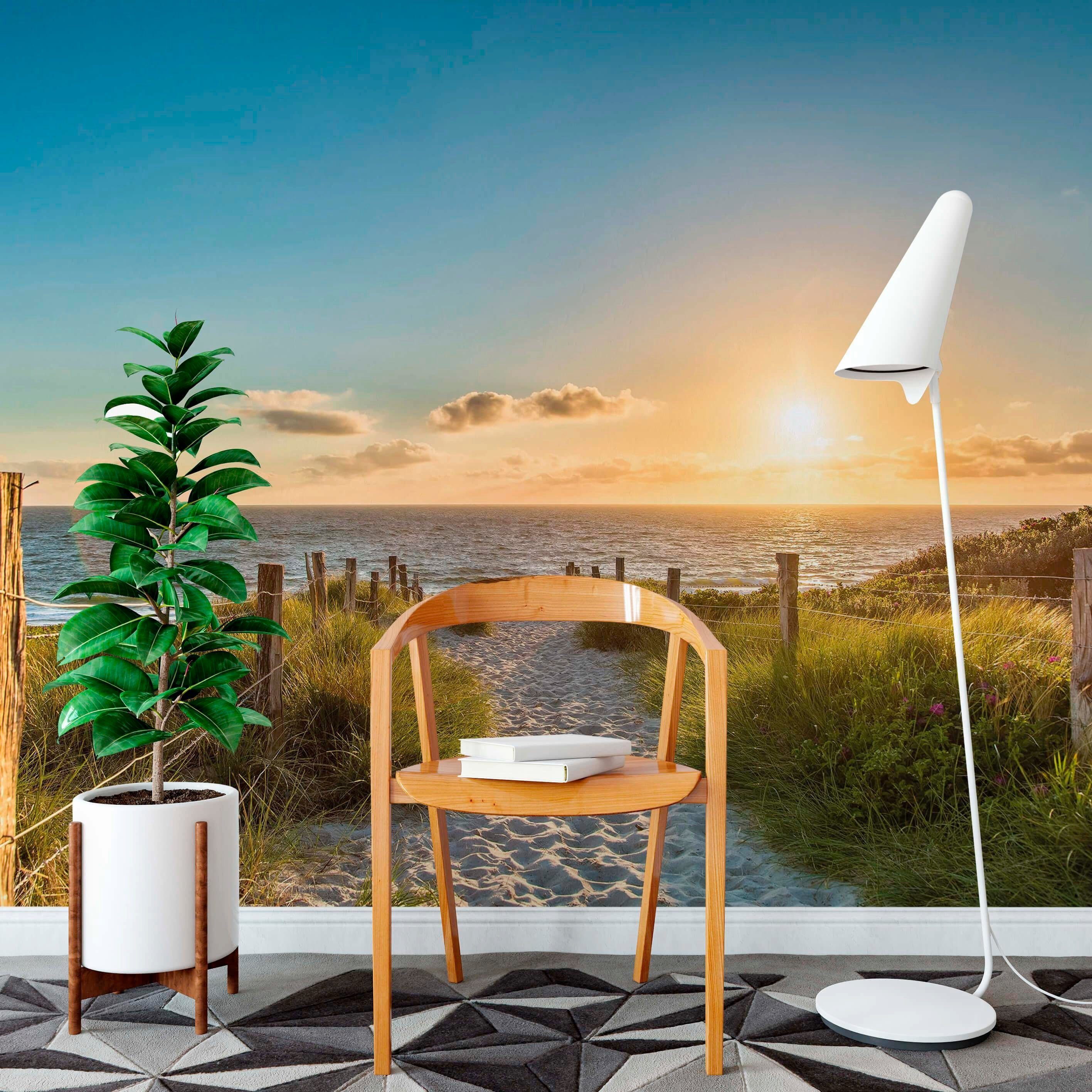 living walls Fototapete Strand Dünen Sonnenuntergang, glatt, Motiv, abstrak günstig online kaufen