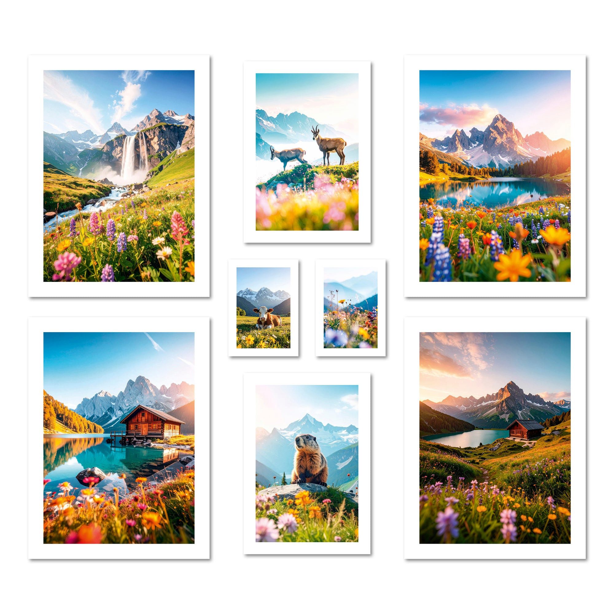 Bilder-Collage Poster Set - Mountain Summer - Deko Wandbilder berge, tirol, bergliebe