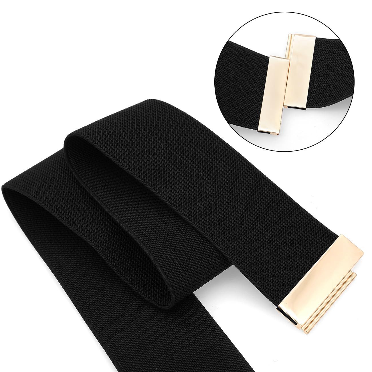 Bwecuy Taillengürtel Breite Elastische Taillengürtel für Frauen Retro Stretchgürtel Taillenbund, dekorativer Gürtel für Kleider, Hemden, Hosen – Bild 4 von 5