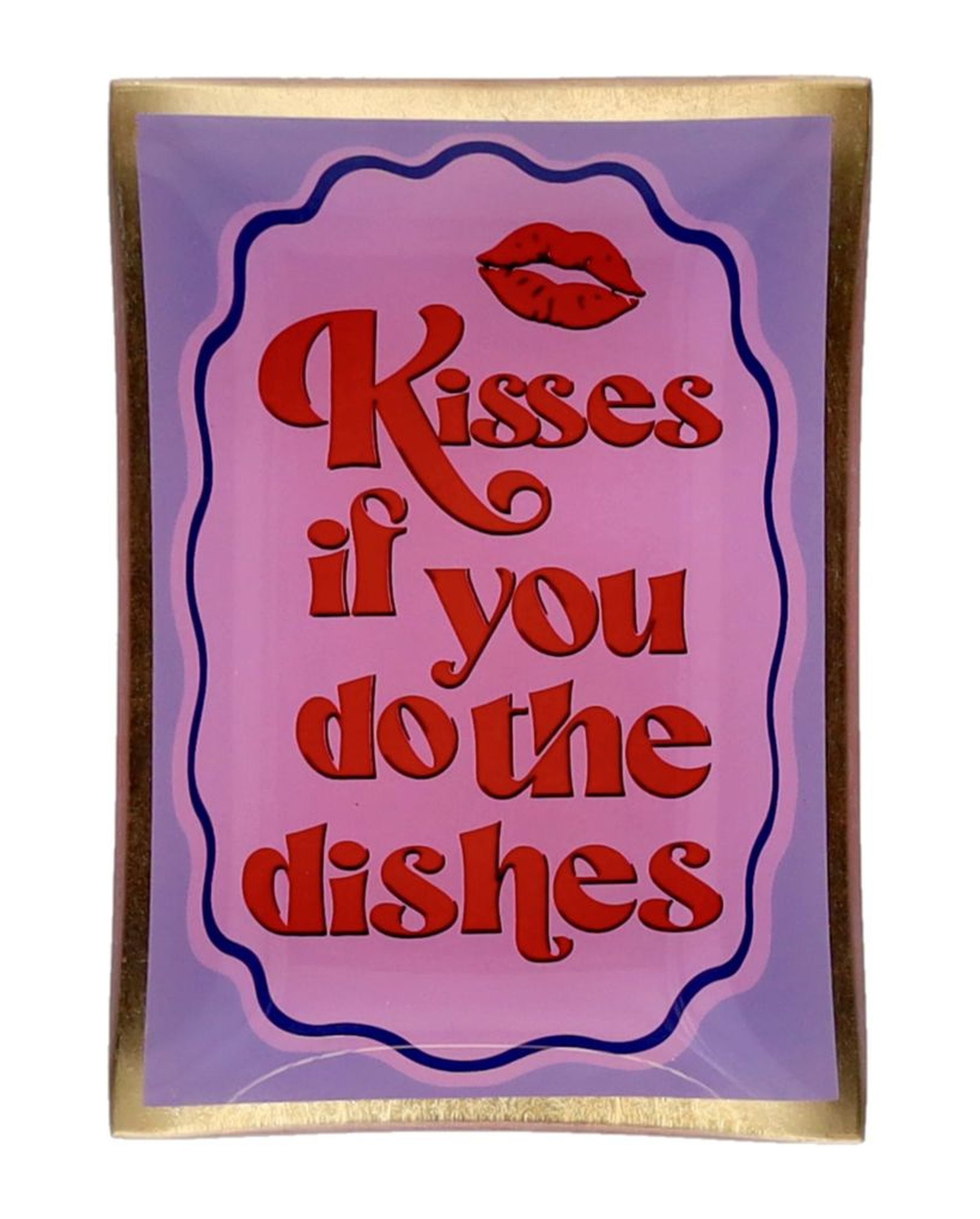 Giftcompany Dekoteller Giftcompany - Glasteller "Love Plates" Kisses Dekoteller 14x10cm Rosa