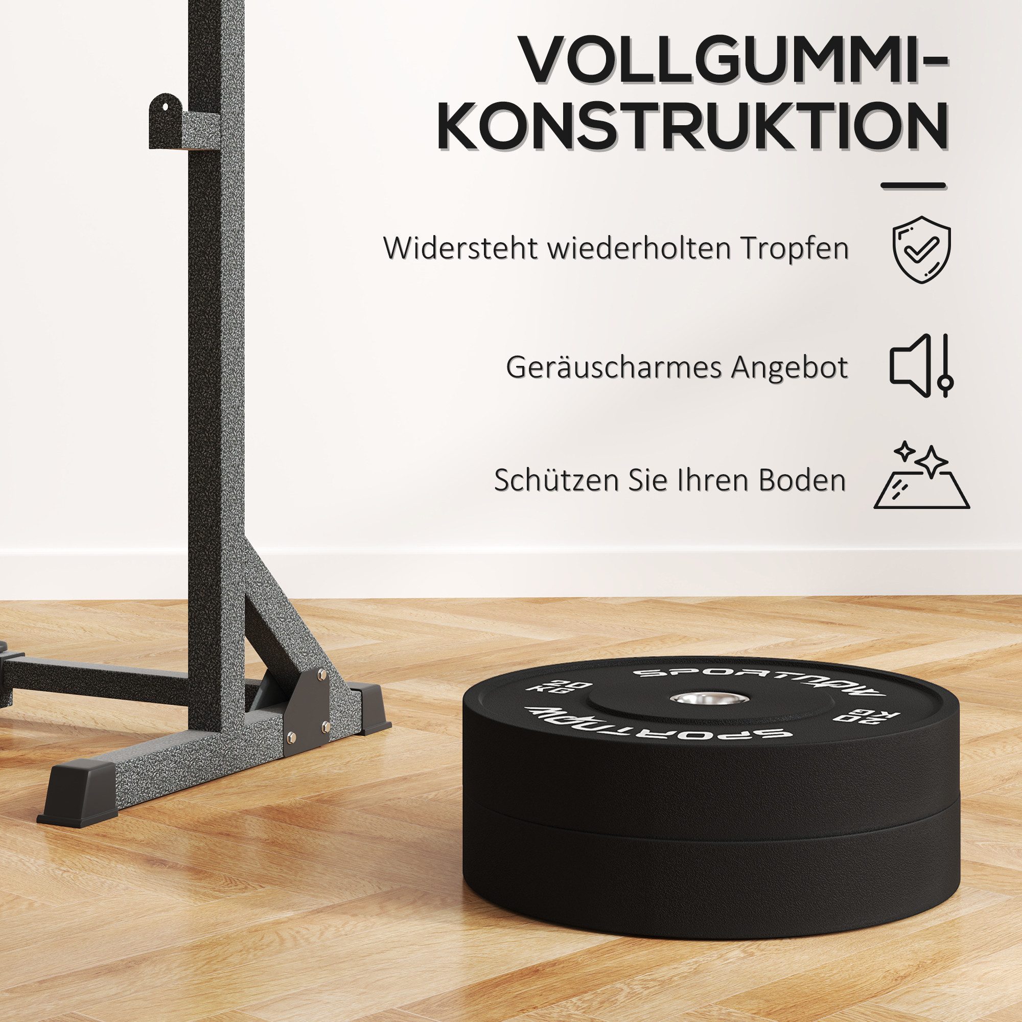 SPORTNOW Hantelscheiben 2 x 20kg Gewichte, Gewichtsscheiben, Ø 50 mm Bohrung, Schwarz, 40 kg, für 5 cm Hantelstange, Ø 50 mm Bohrung, Schwarz – Bild 4 von 5